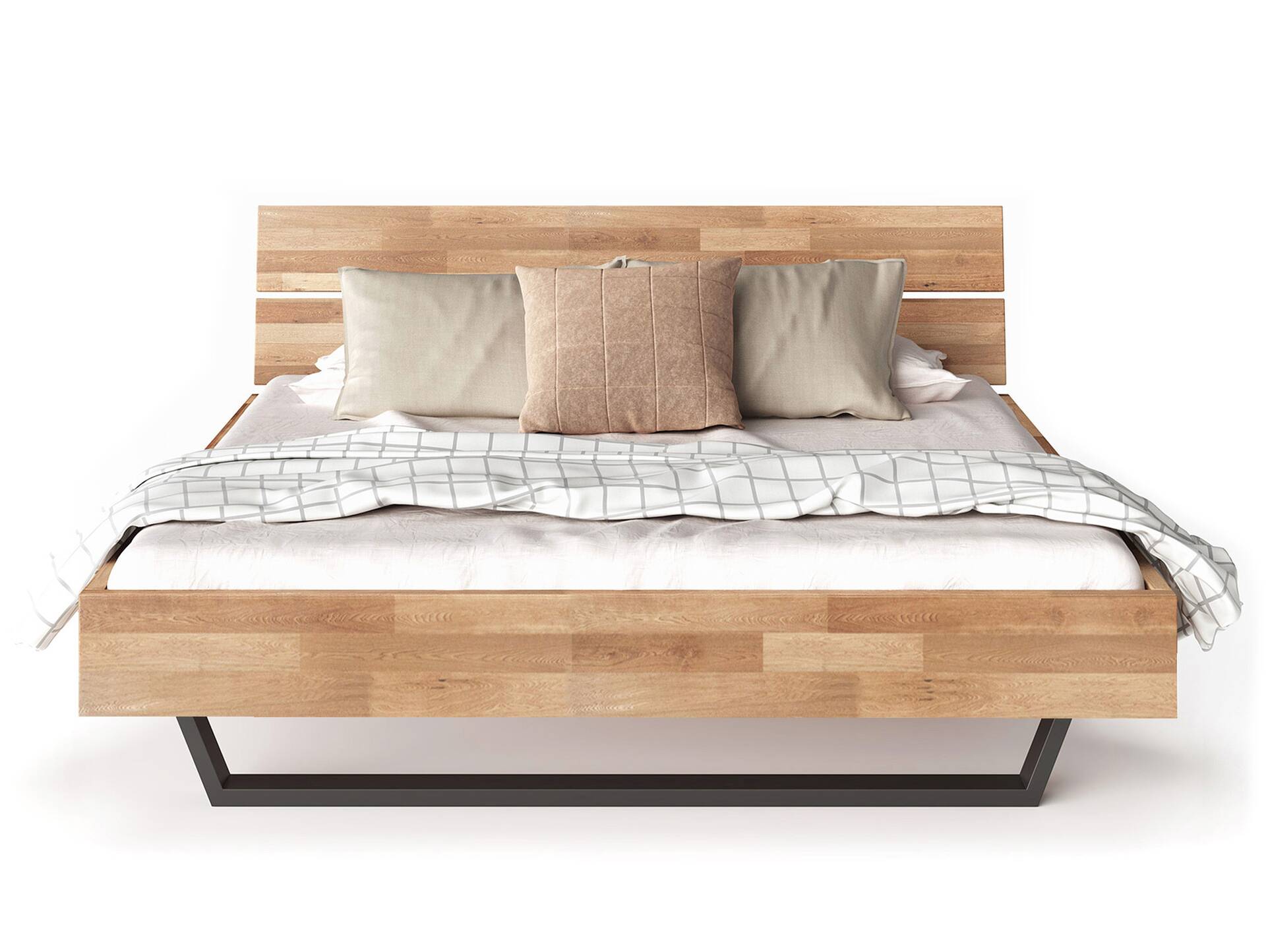 LÖWEN Kufenbett mit Kopfteil, Material Massivholz 140 x 220 cm | Wildeiche geölt