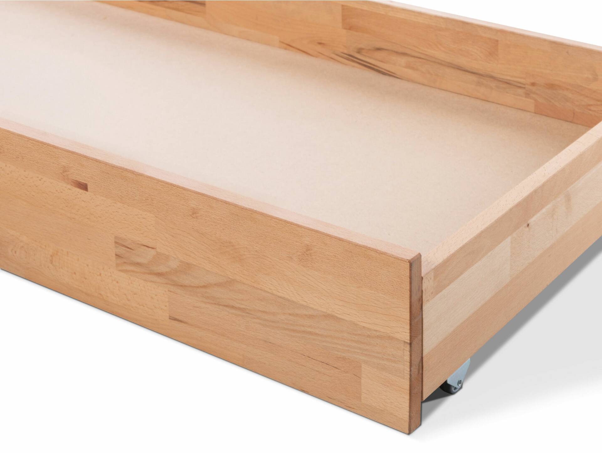 LÖWEN Bettschublade auf Rollen, Material Massivholz Buche geölt | Standardhöhe | Normallänge