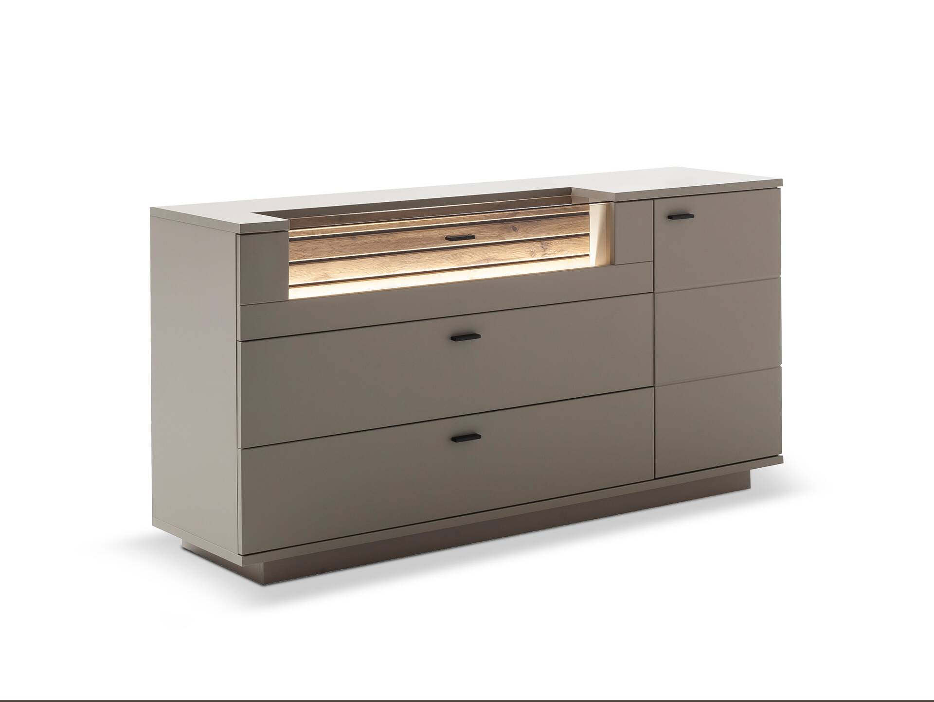 LUZERN Sideboard, Material Dekorspanplatte, basaltfarbig/eichefarbig 