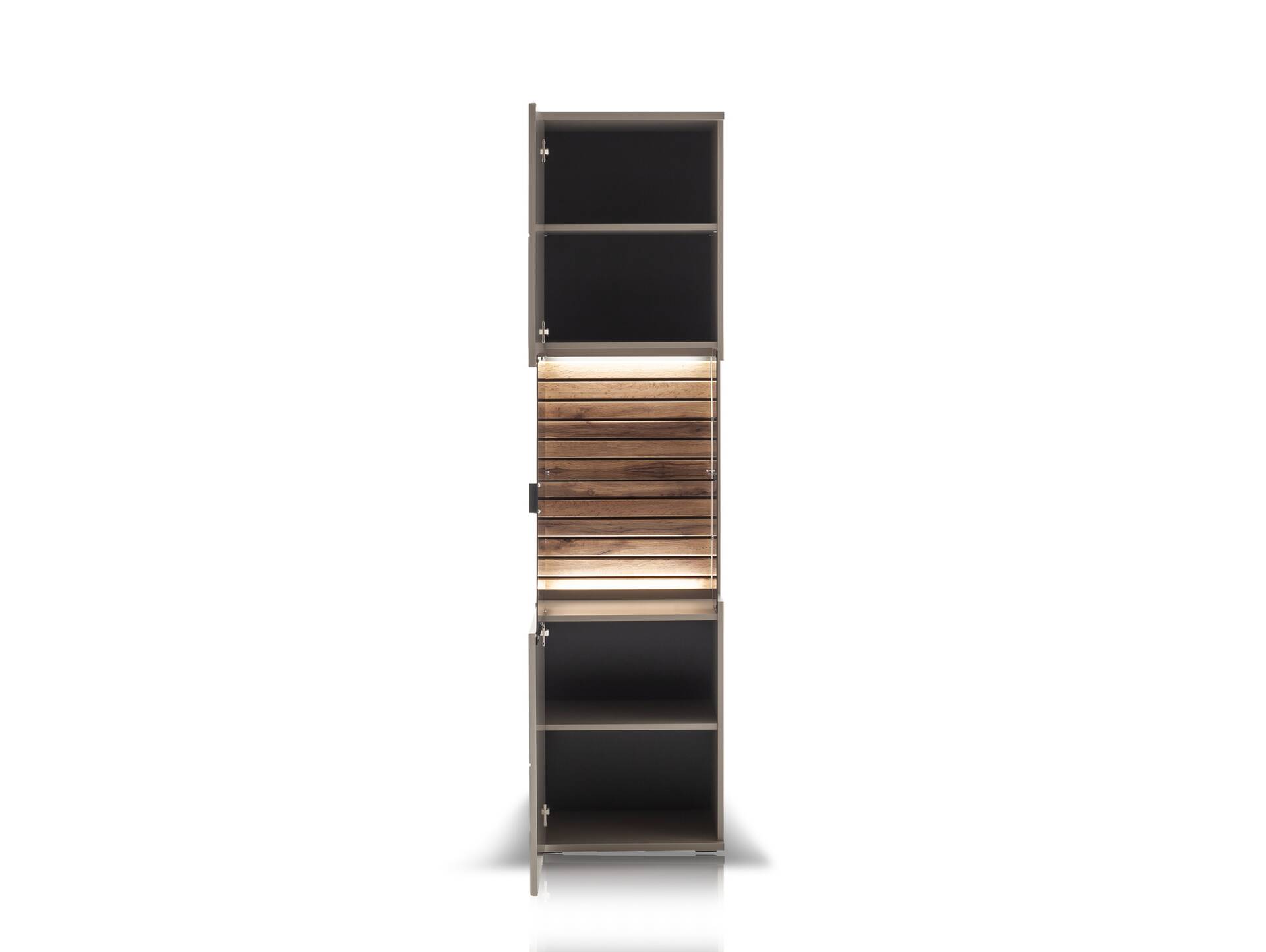 LUZERN Vitrine, Material Dekorspanplatte, basaltfarbig/eichefarbig 