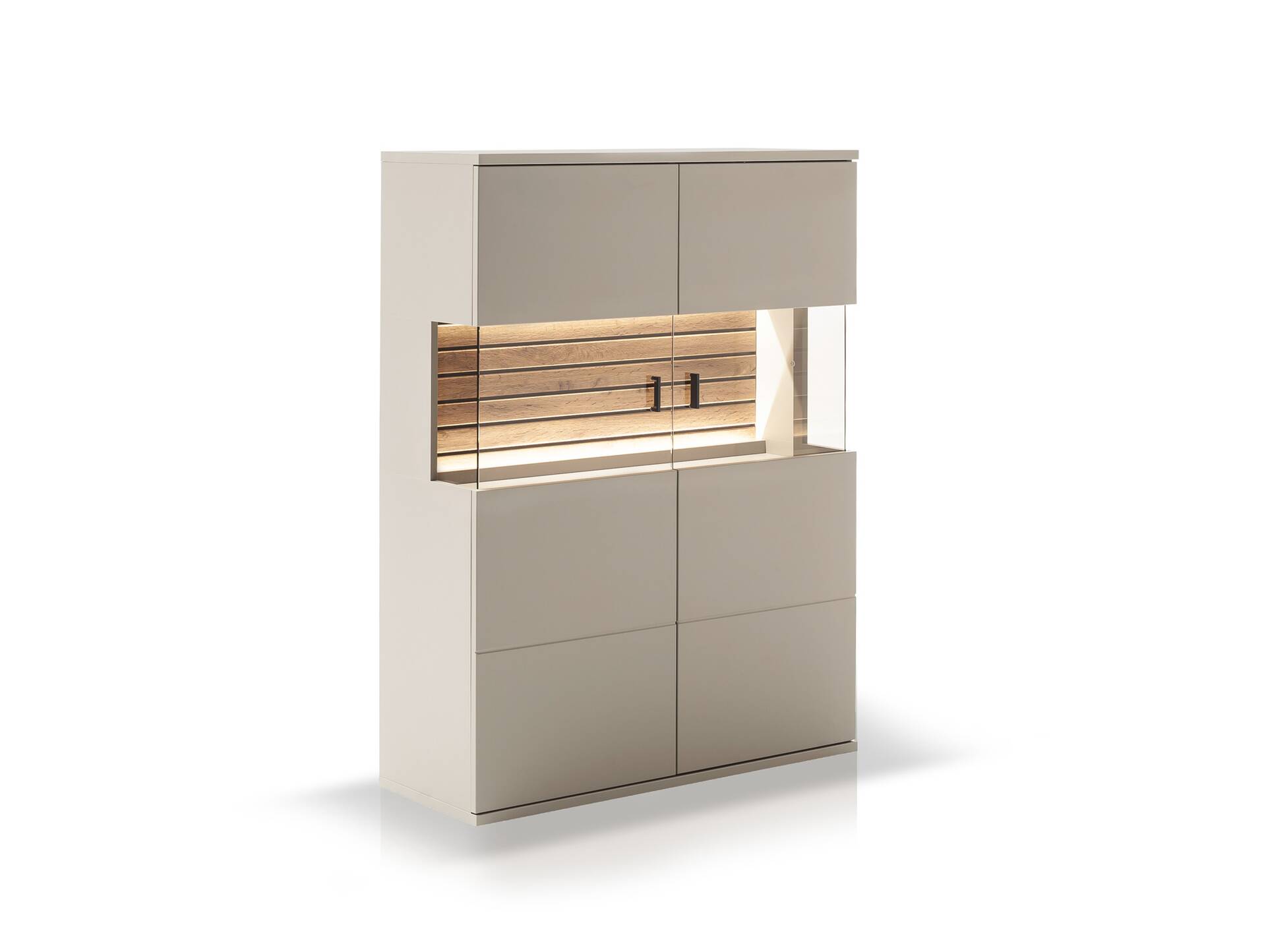 LUZERN Highboard II, Material Dekorspanplatte, basaltfarbig/eichefarbig 