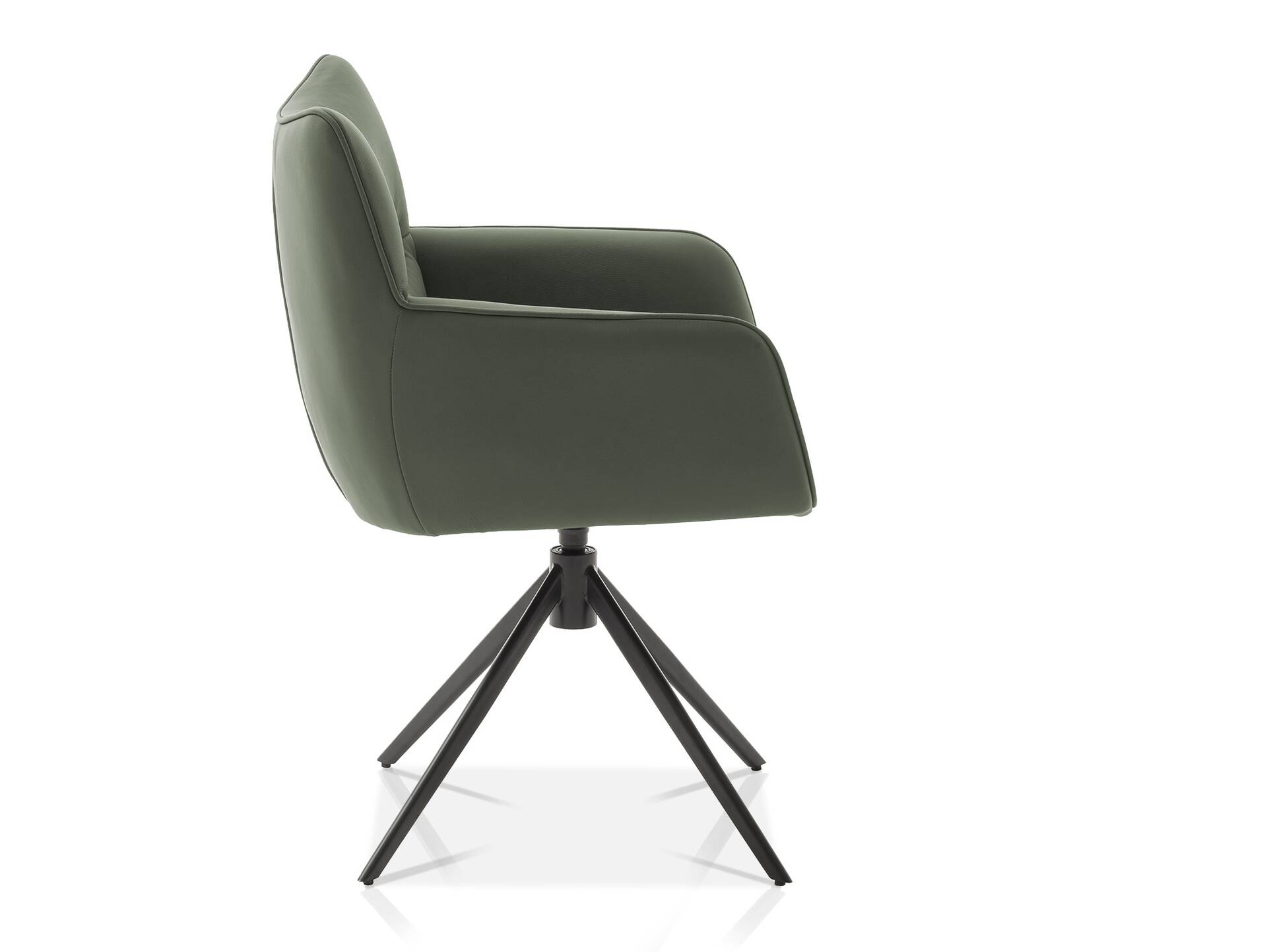 LUCCINO Schalenstuhl, Material Echtleder, Gestell schwarz matt olive