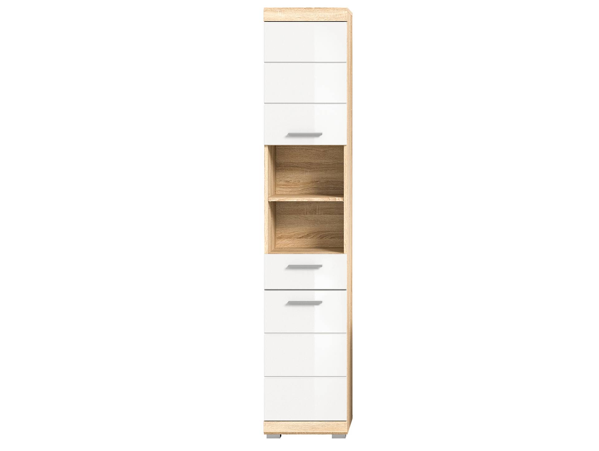 LUCERA Hochschrank fürs Badezimmer, Material Dekorspanplatte, Weiss/Sonoma Eiche Nachbildung 