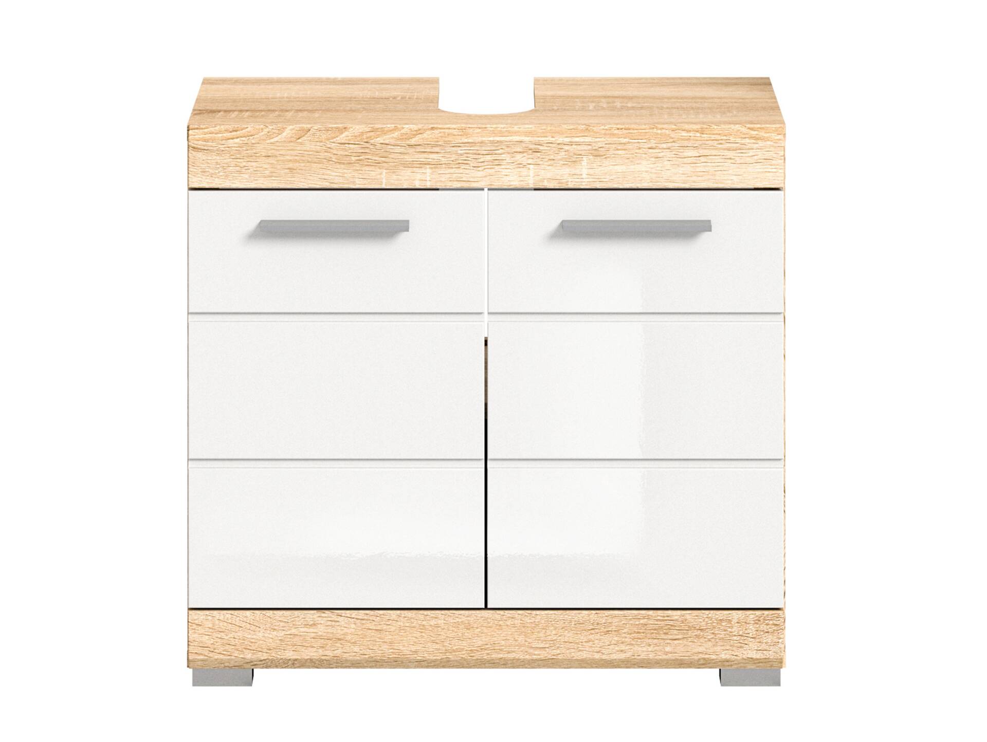 LUCERA Waschbeckenunterschrank, Material Dekorspanplatte, Weiss/Sonoma Eiche Nachbildung 