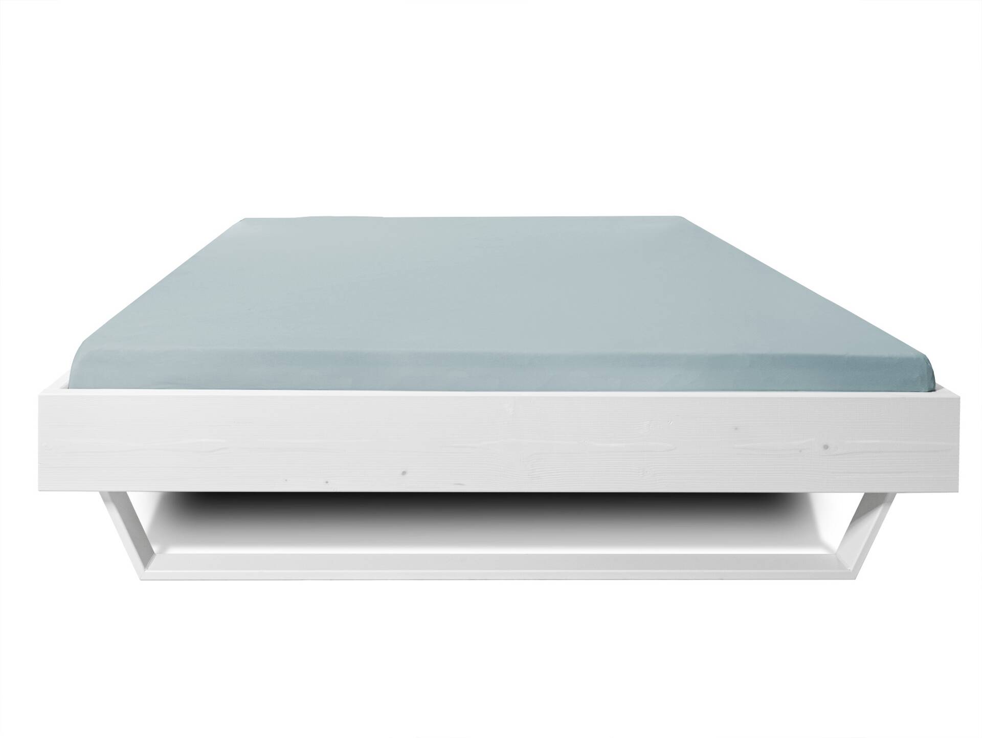 LUKY Kufenbett ohne Kopfteil, Material Massivholz, Fichte/Kufen weiss 90 x 200 cm