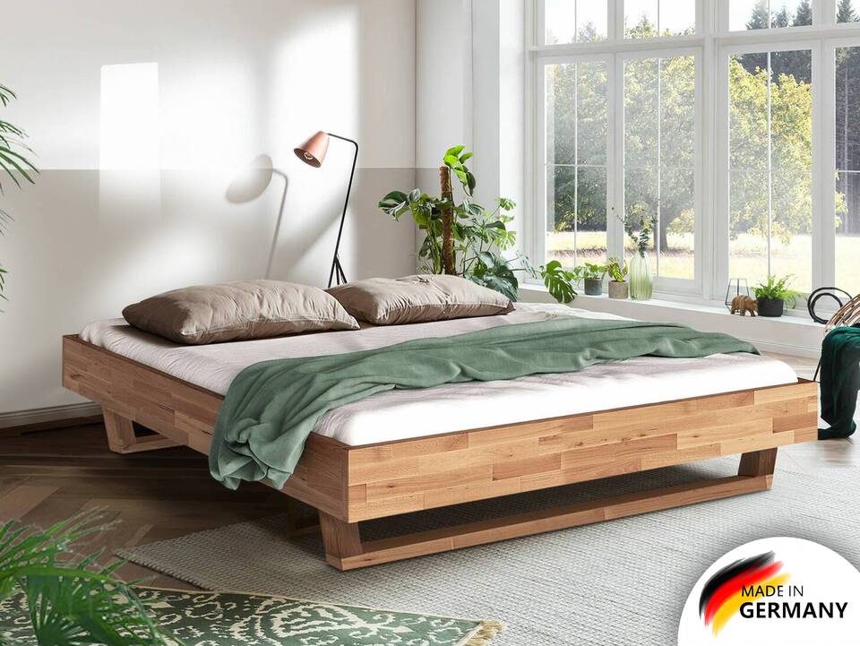LÖWEN Holz-Kufenbett ohne Kopfteil, Material Massivholz 90 x 200 cm | Buche unbehandelt | ohne Kopfteil