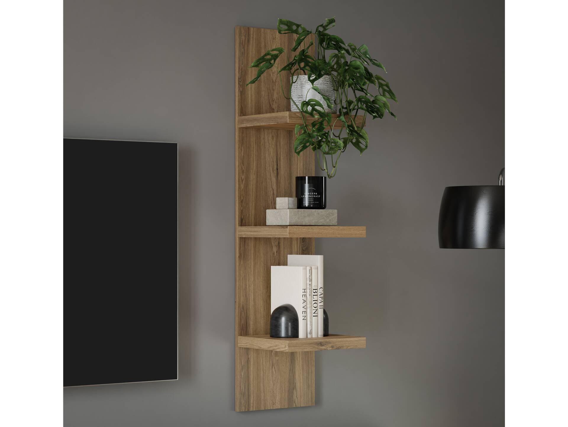 LENNOX Wandregal, Material Dekorspanplatte, Valencia Oak Dekor 