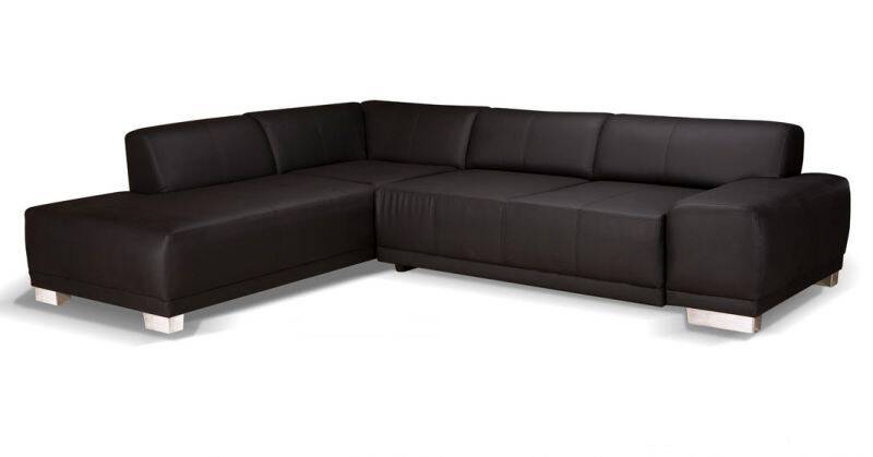 MAILO Polsterecke/Ecksofa glänzend-schwarz | Ottomane rechts