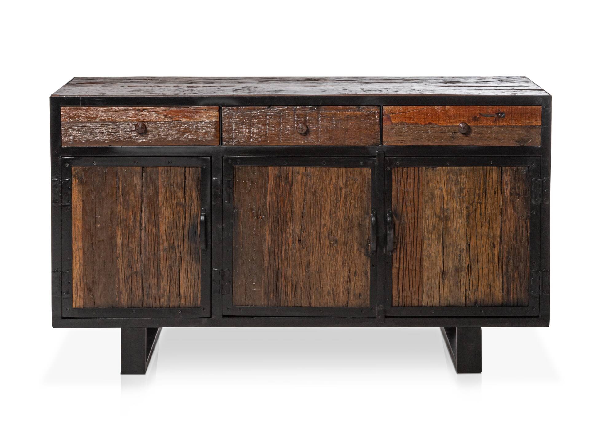 MATISO Sideboard, Material Recyclingholz, Kufenbeine schwarz 