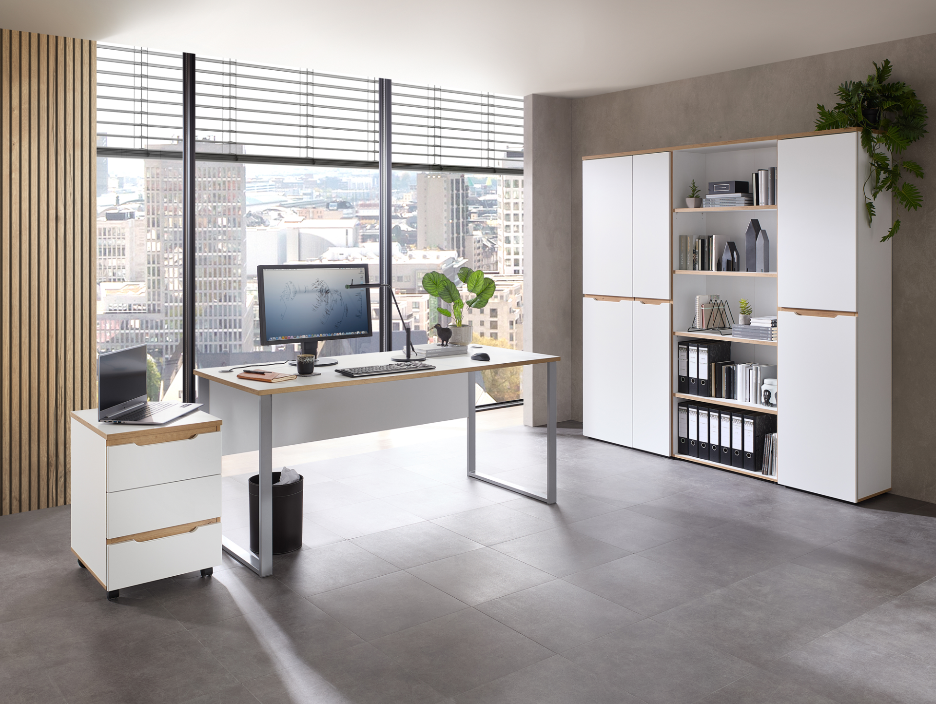MAILAND Schreibtisch 170 cm breit, Material Dekorspanplatte Weiss
