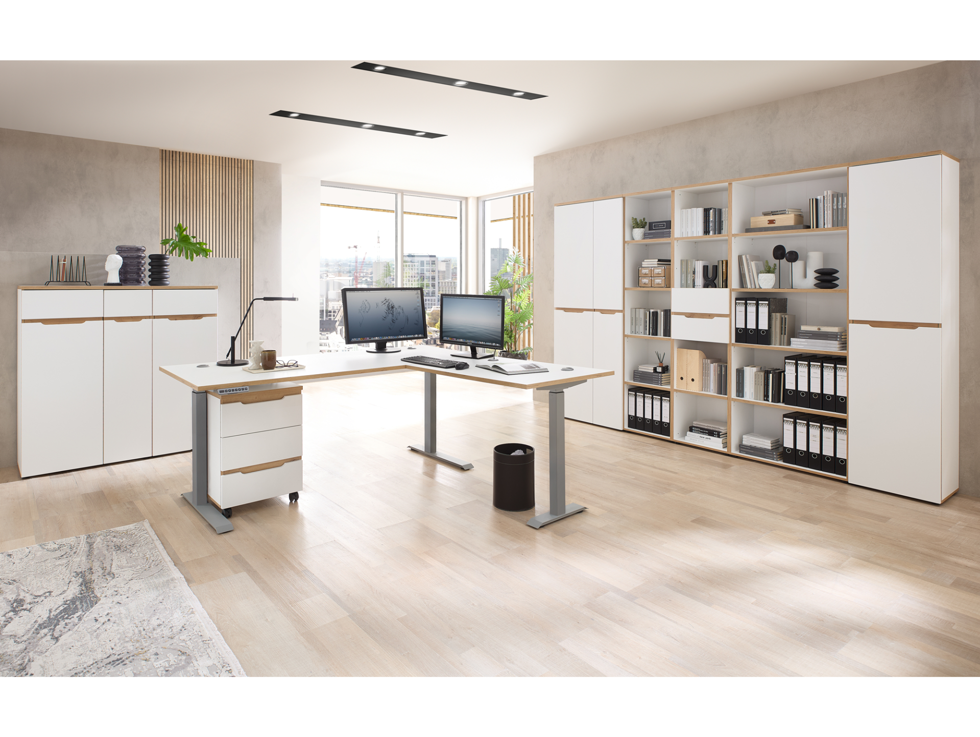 MAILAND Komplettbüro, Material Dekorspanplatte Weiss