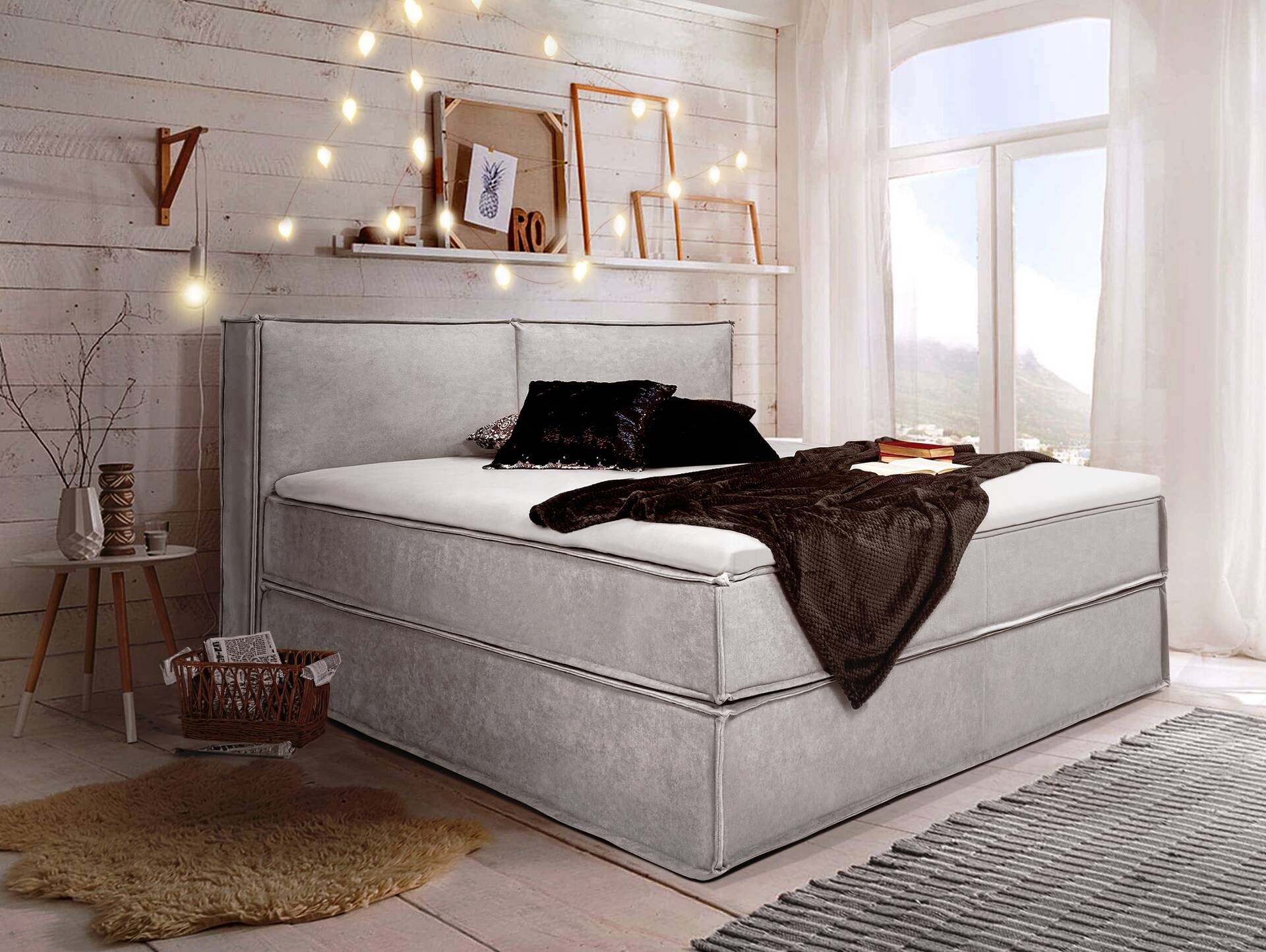 MIDNIGHT Boxspringbett 180 x 200 cm | grau