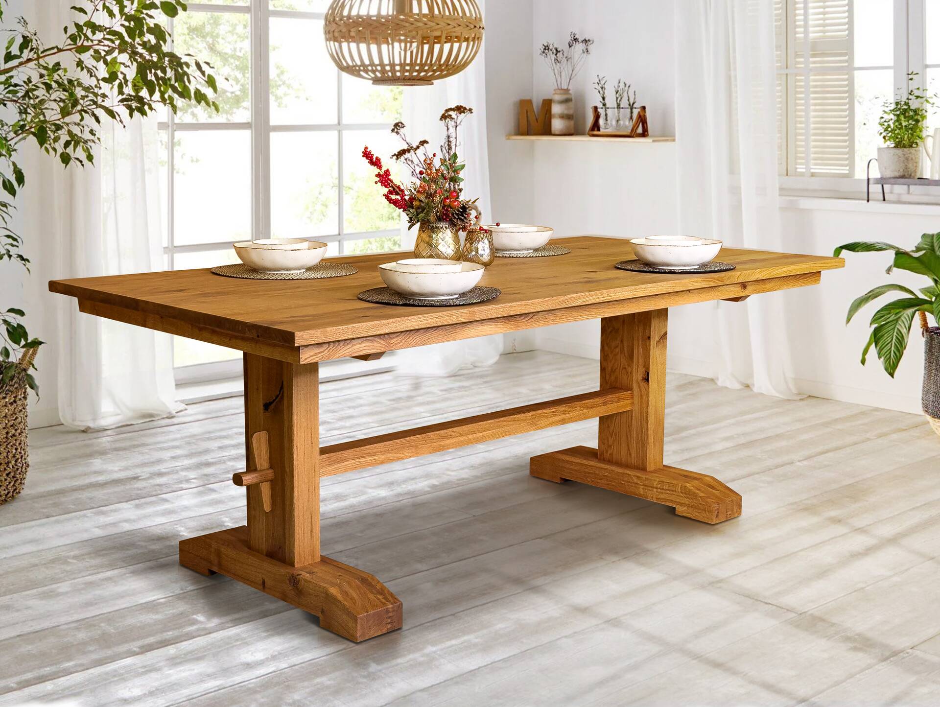 KOOPER Esstisch 200x100 cm, Material Massivholz, Wildeiche geölt 