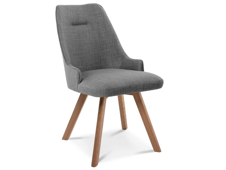 MIRINDA 2er SET Schalenstühle, Gestell Massivholz ohne Drehfunktion | Stoff | grau
