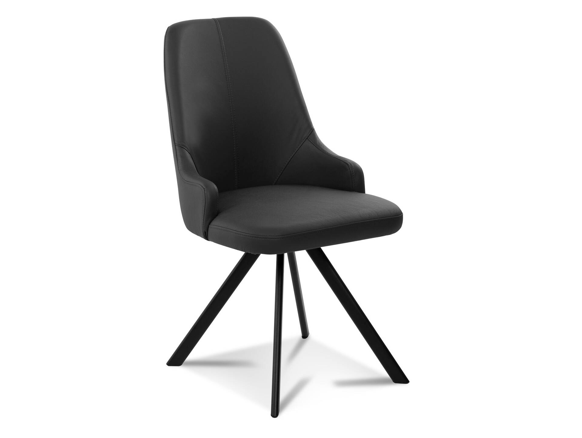 MIRINDA 2er SET Schalenstühle, Gestell Eisen schwarz mit Drehfunktion | Echtleder | schwarz