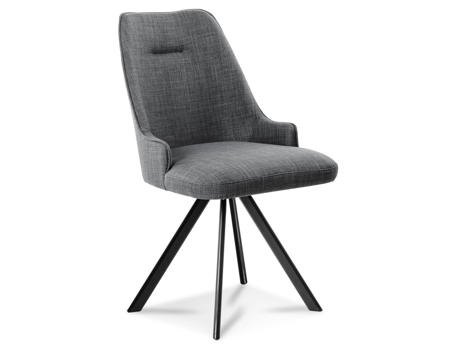 MIRINDA 2er SET Schalenstühle, Gestell Eisen schwarz ohne Drehfunktion | Stoff | grau