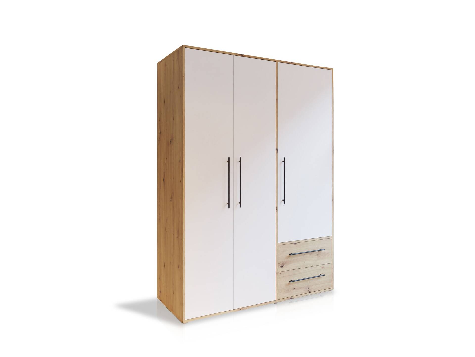 MANIKO Kleiderschrank, Material Dekorspanplatte 3-türig | Artisan eichefarbig / weiss
