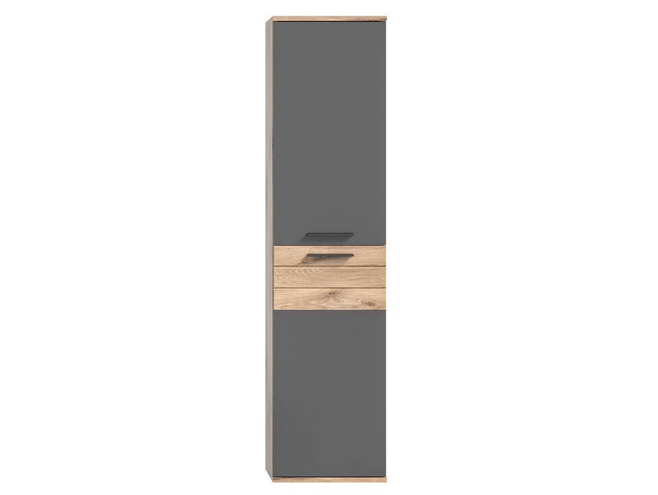 MORANO Hänge-Hochschrank fürs Badezimmer, Material Dekorspanplatte, Nox Oak Nachbildung/Basaltgrau 