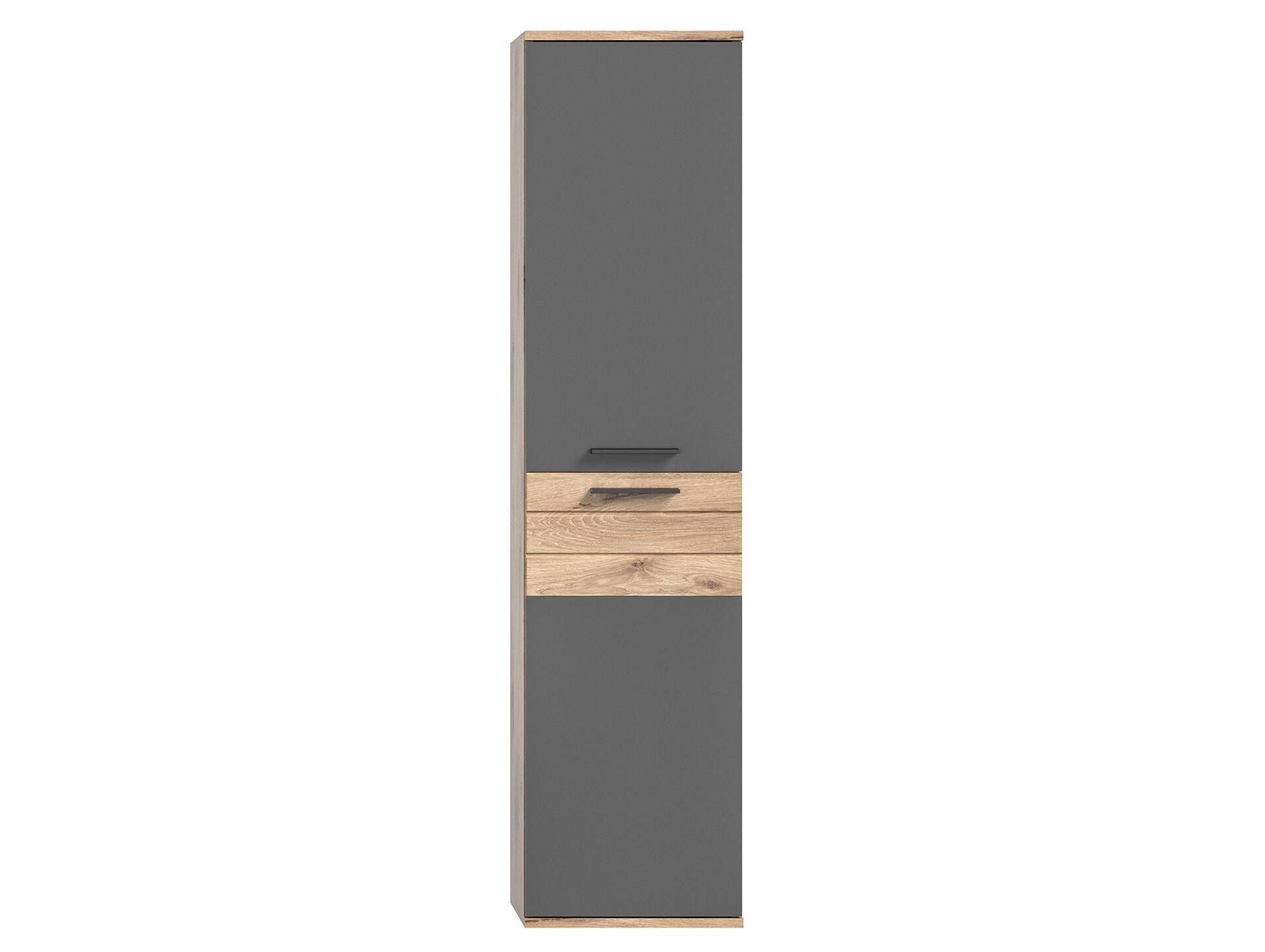 MORANO Hänge-Hochschrank fürs Badezimmer, Material Dekorspanplatte, Nox Oak Nachbildung/Basaltgrau 