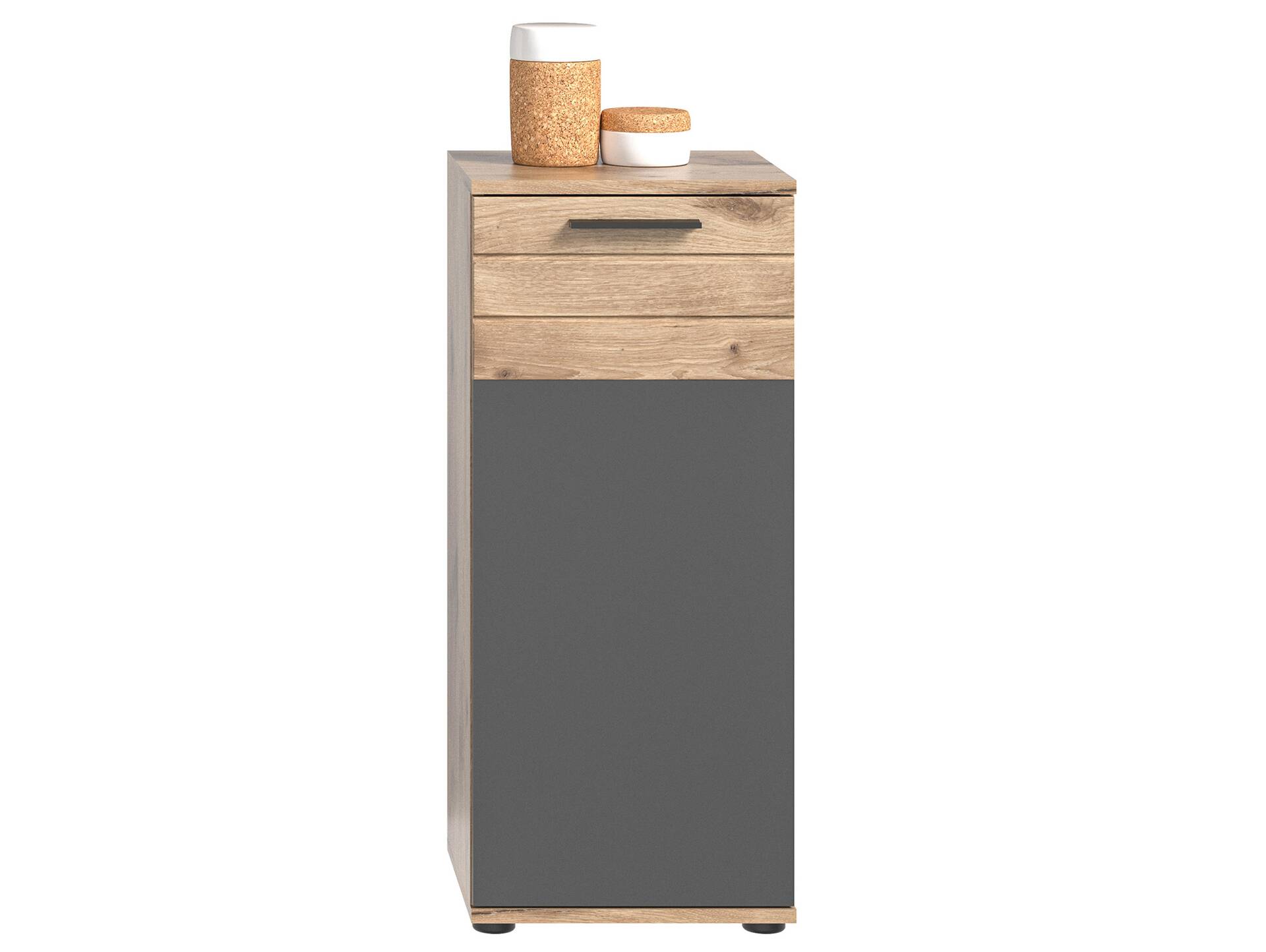 MORANO Standschrank fürs Badezimmer, Material Dekorspanplatte, Nox Oak Nachbildung/Basaltgrau 