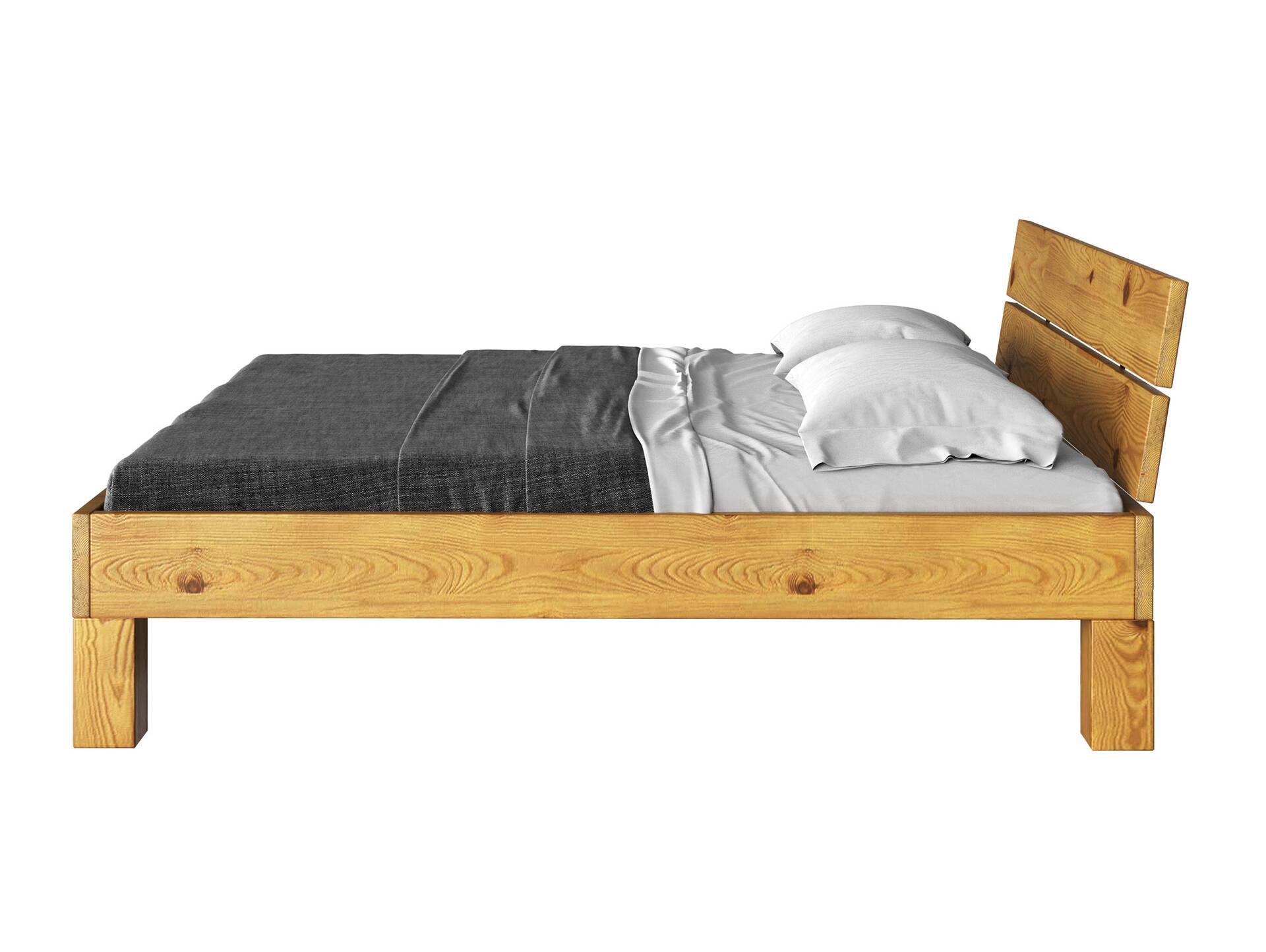 CURBY 4-Fuß-Bett mit Kopfteil, Material Massivholz, rustikale Altholzoptik, Fichte 120 x 200 cm | natur | Standardhöhe