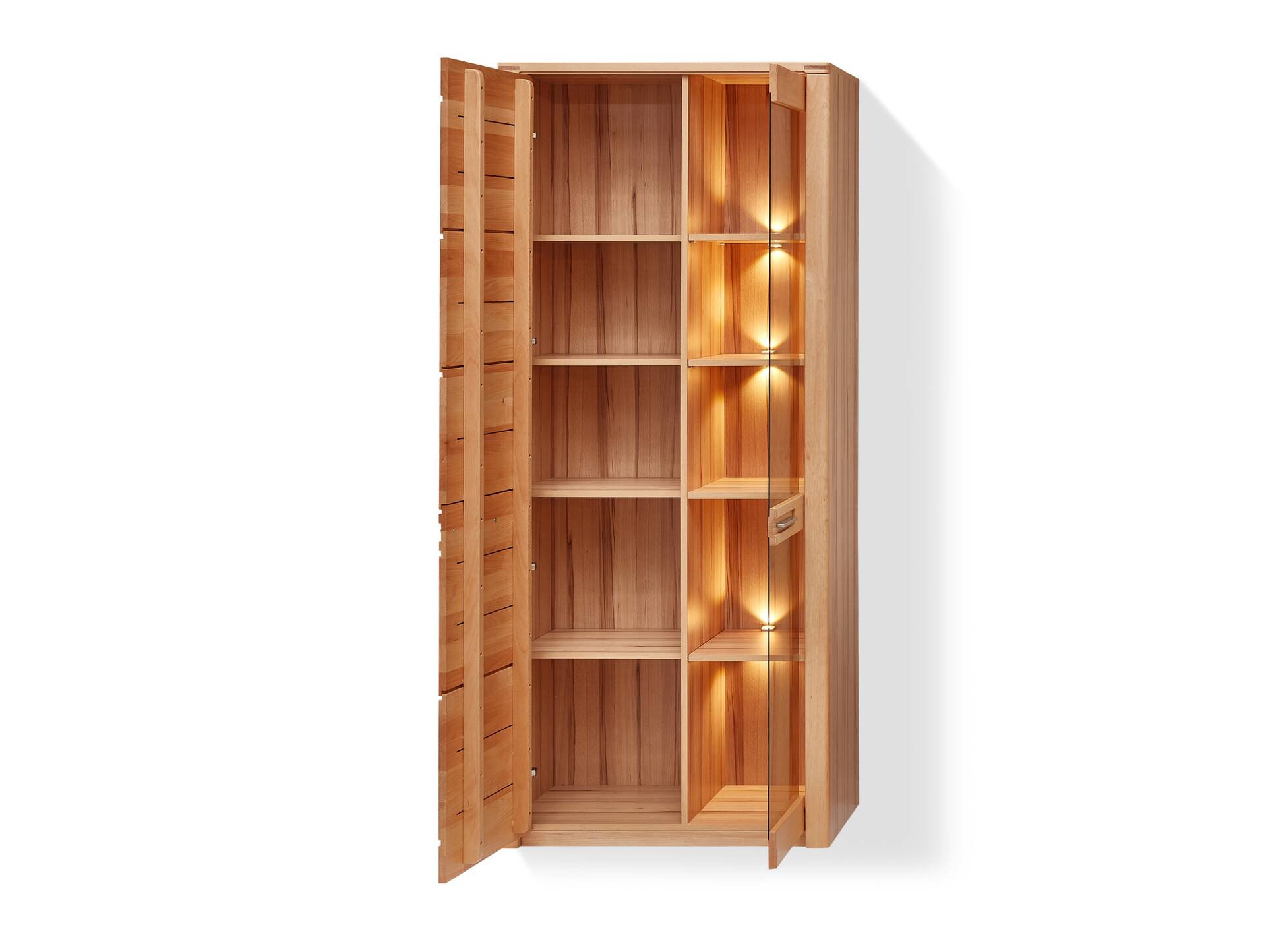 NESTOR ONE Vitrine, Material Teilmassiv, Kernbuche lackiert 