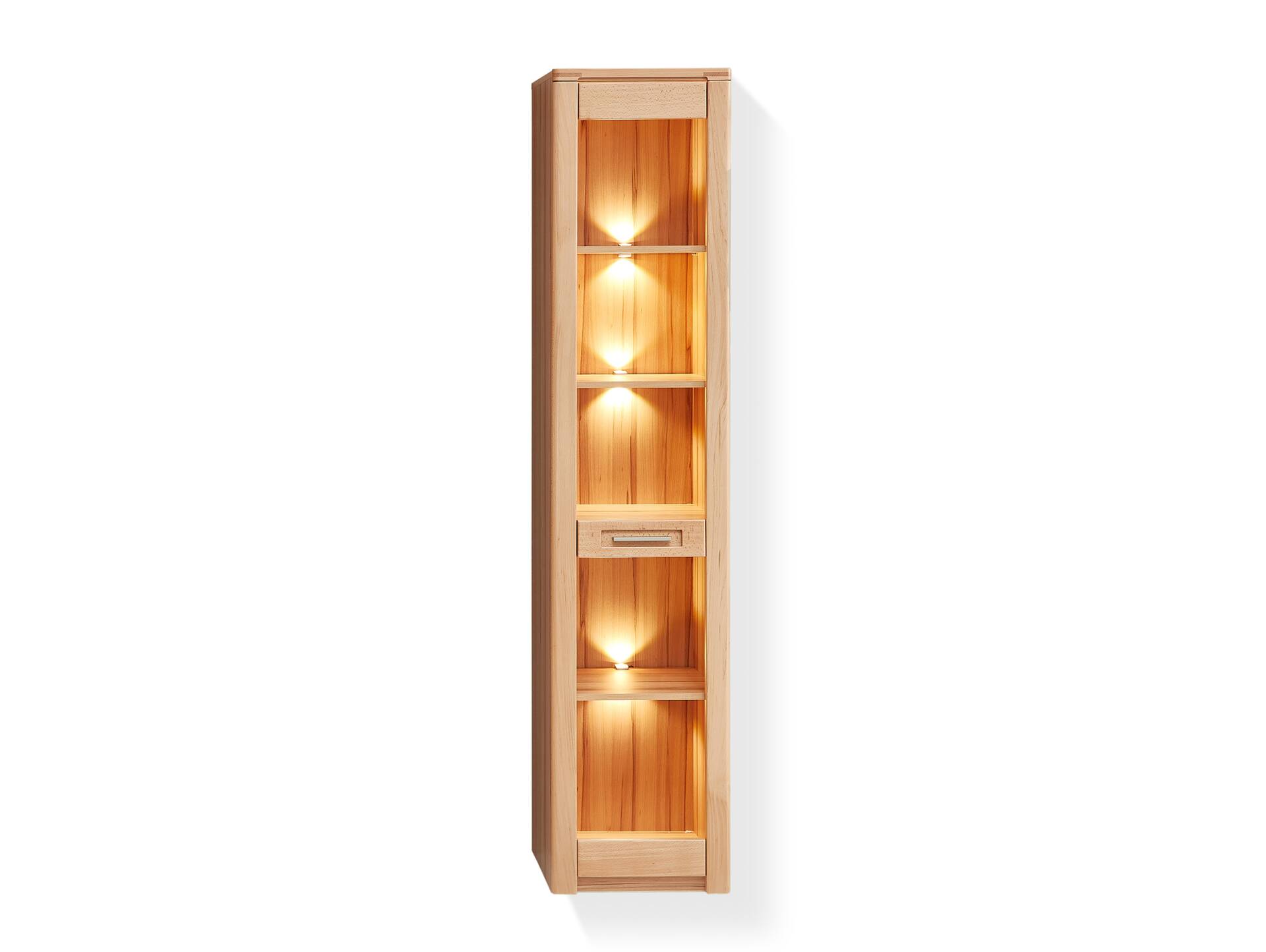 NESTOR ONE Vitrine schmal, Material Teilmassiv, Kernbuche lackiert 