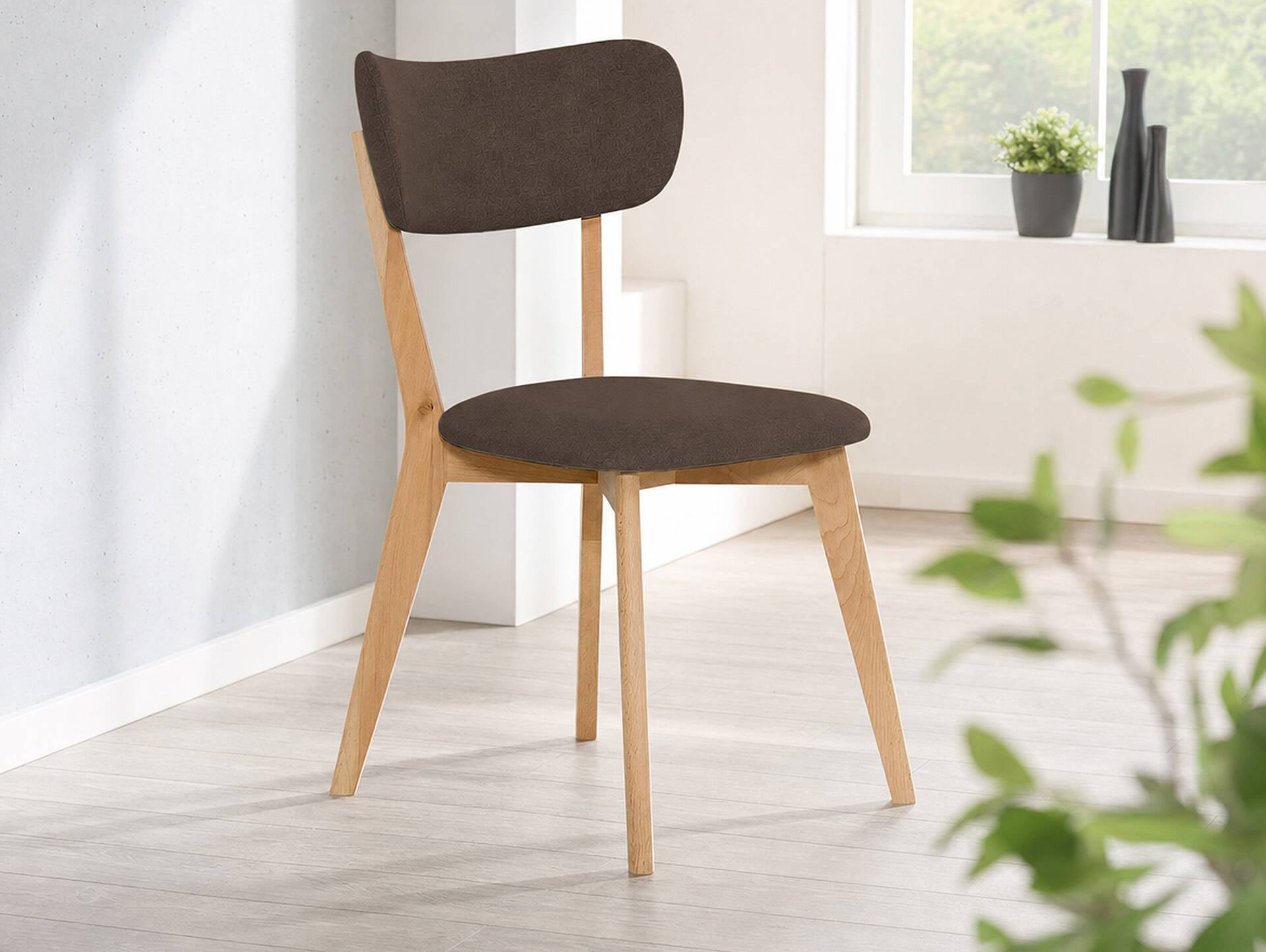 NAVARO Esstischstuhl, Material Massivholz/Bezug Stoff in Filzoptik 