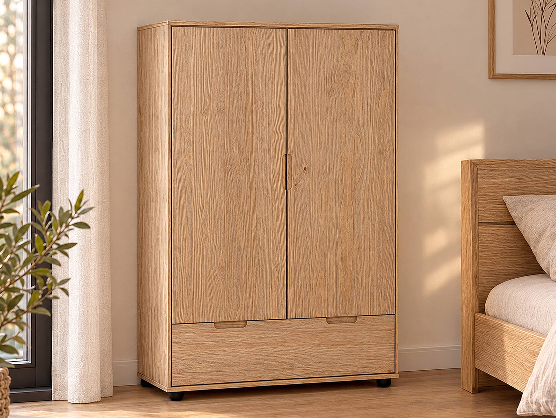 NESTRA Wäscheschrank, Material Massivholz, Kiefer eichefarbig 