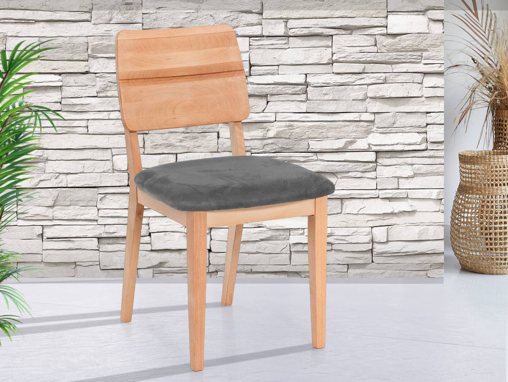 NETRON Esstischstuhl, Material Massivholz/Bezug Kunstleder Kernbuche | espresso