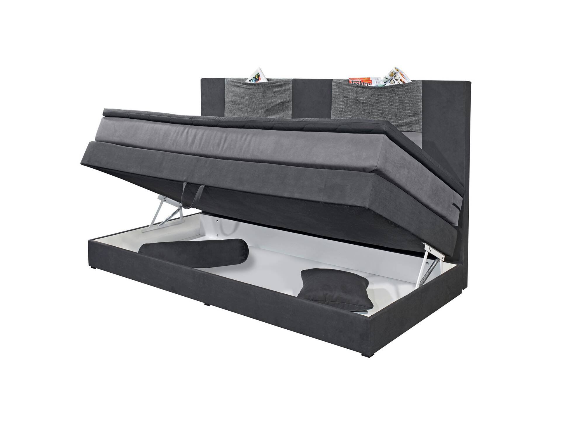 KOOPY Boxspringbett 90x200 cm schwarz/grau