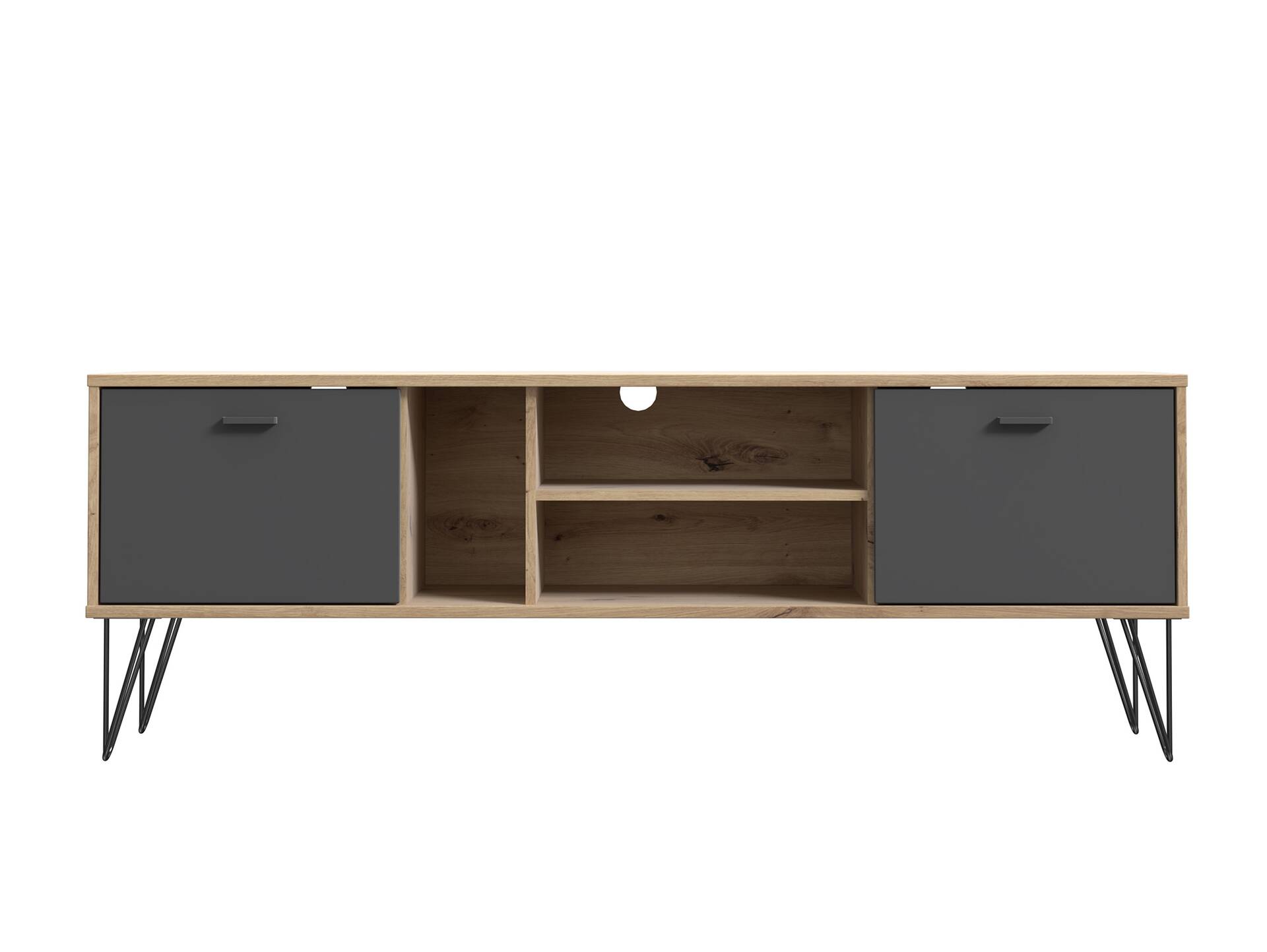 NURI TV-Board II,  Material Dekorspanplatte, Artisan eichefarbig/schwarz 