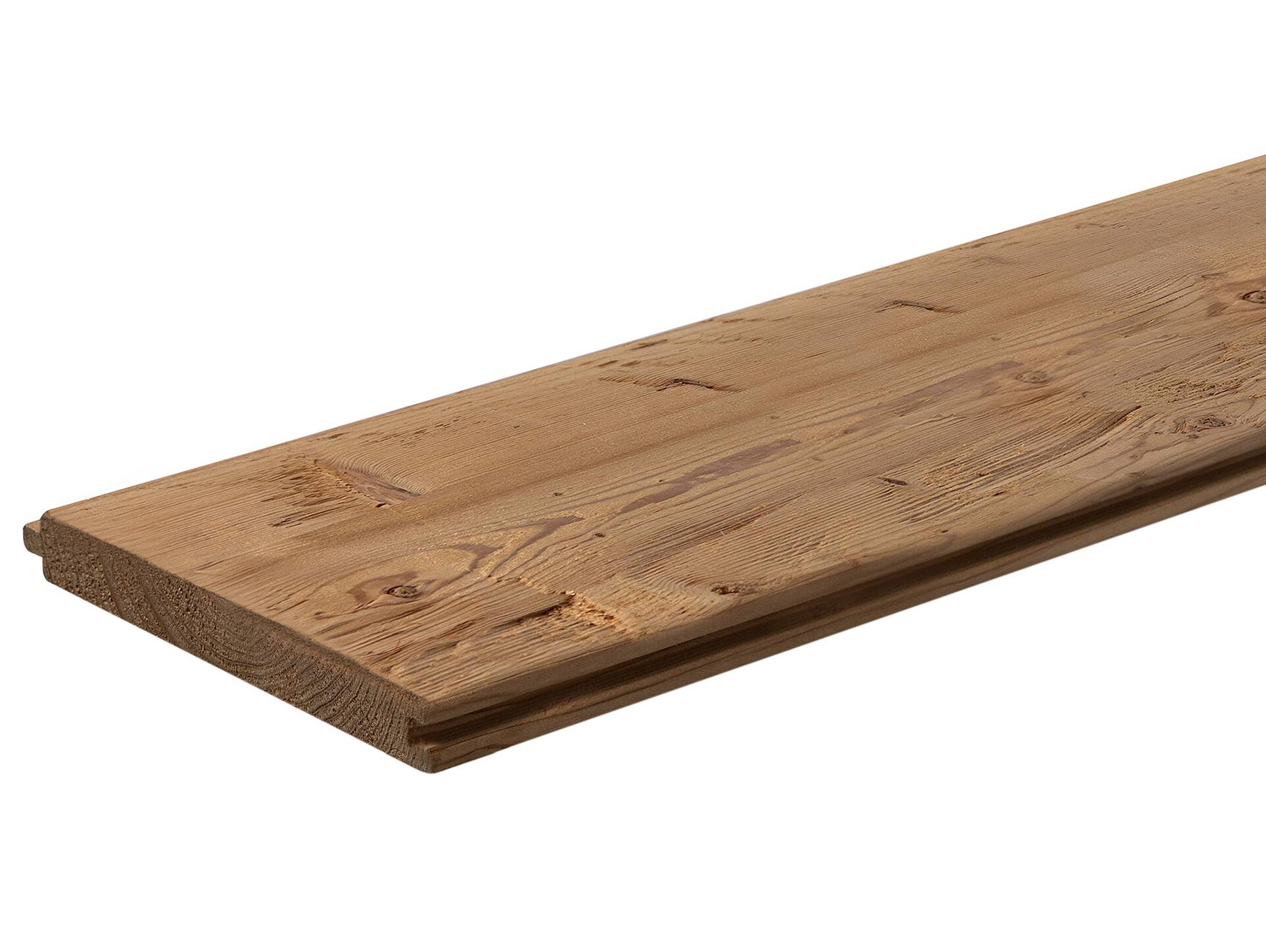 Nut- und Federbretter, THERMO-Fichte gehackt/gebürstet, Material Massivholz, verschiedene Längen erhältlich Natur | 19 mm | 1 Meter | 1 m²