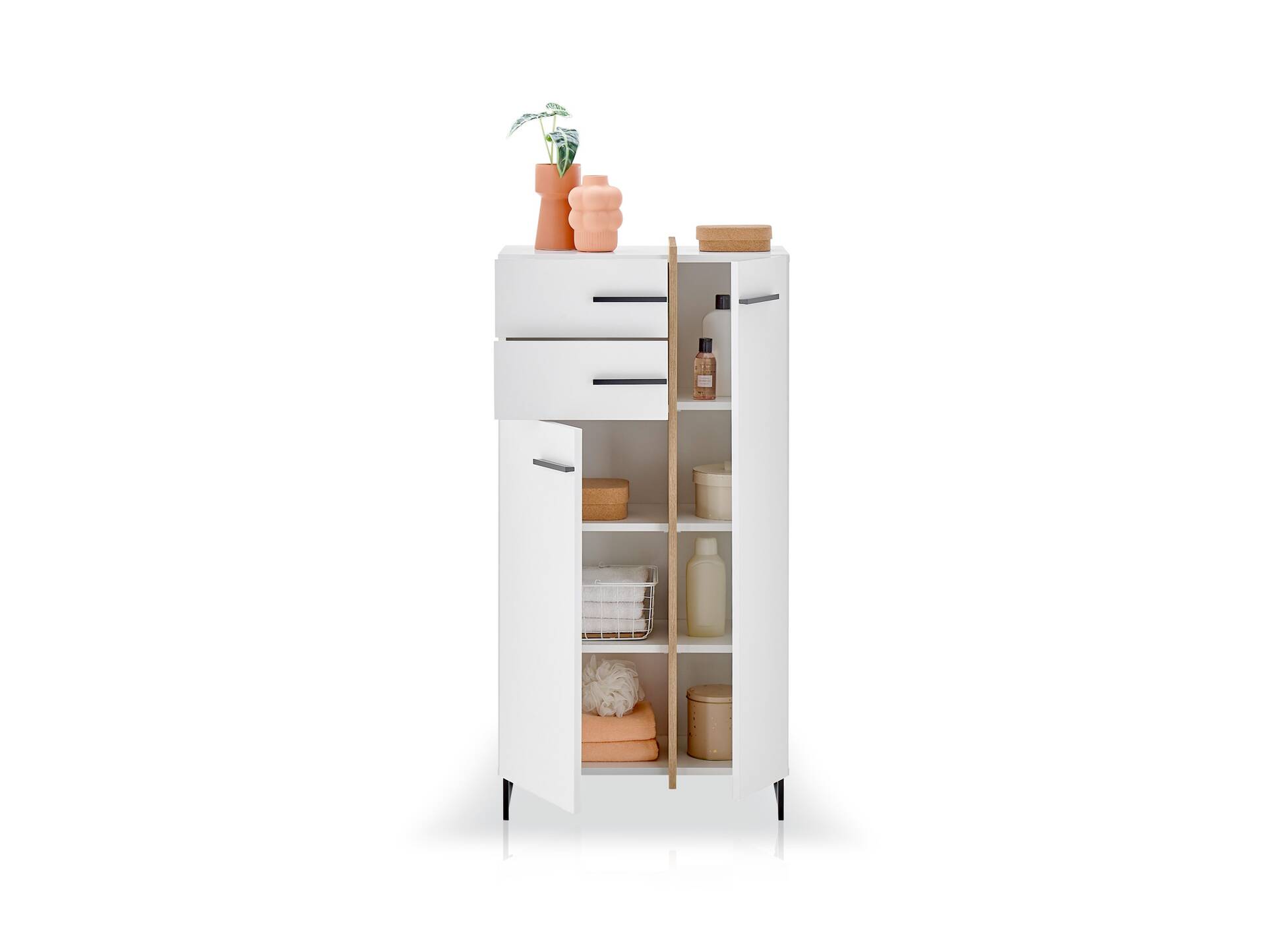 PIDERO Kommode, Material Spanplatte, weiss/eichefarbig 