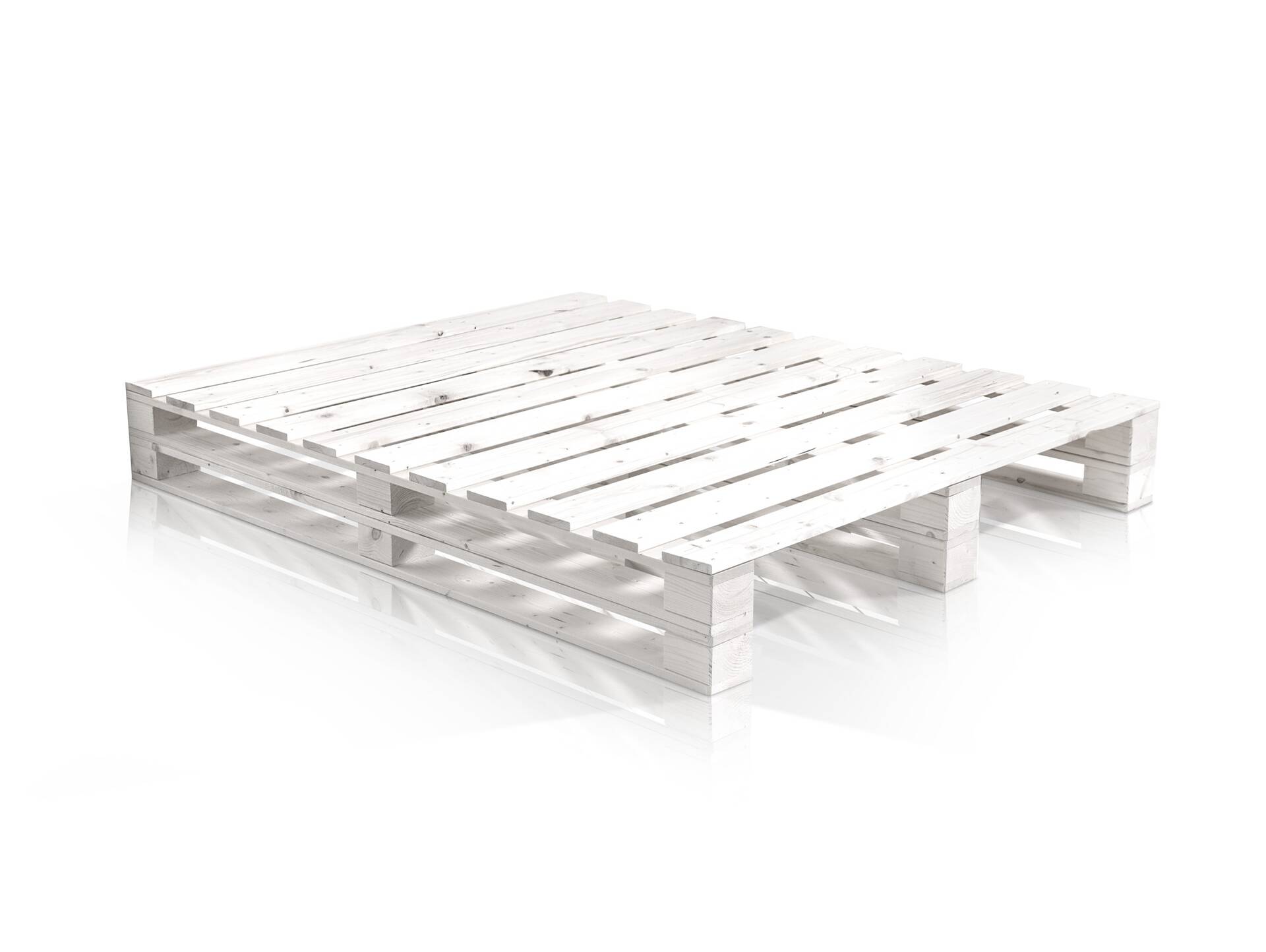 PALETTI DUO Massivholzbett / Palettenbett 160 x 200 cm | Fichte weiss