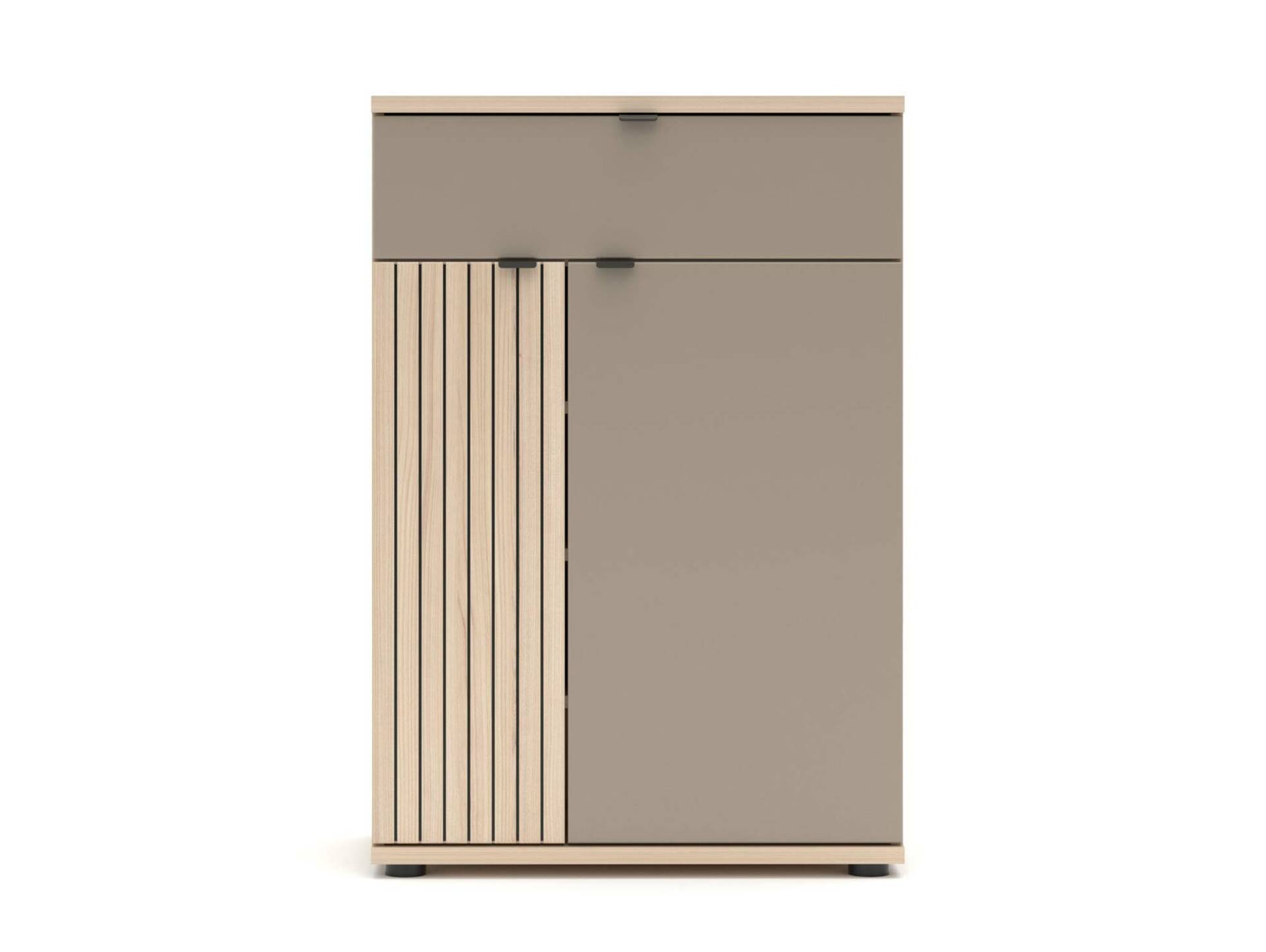 PELMO Schuhschrank I, Material Dekorspanplatte, Basaltfarbig/Riva Eiche Nachb. 