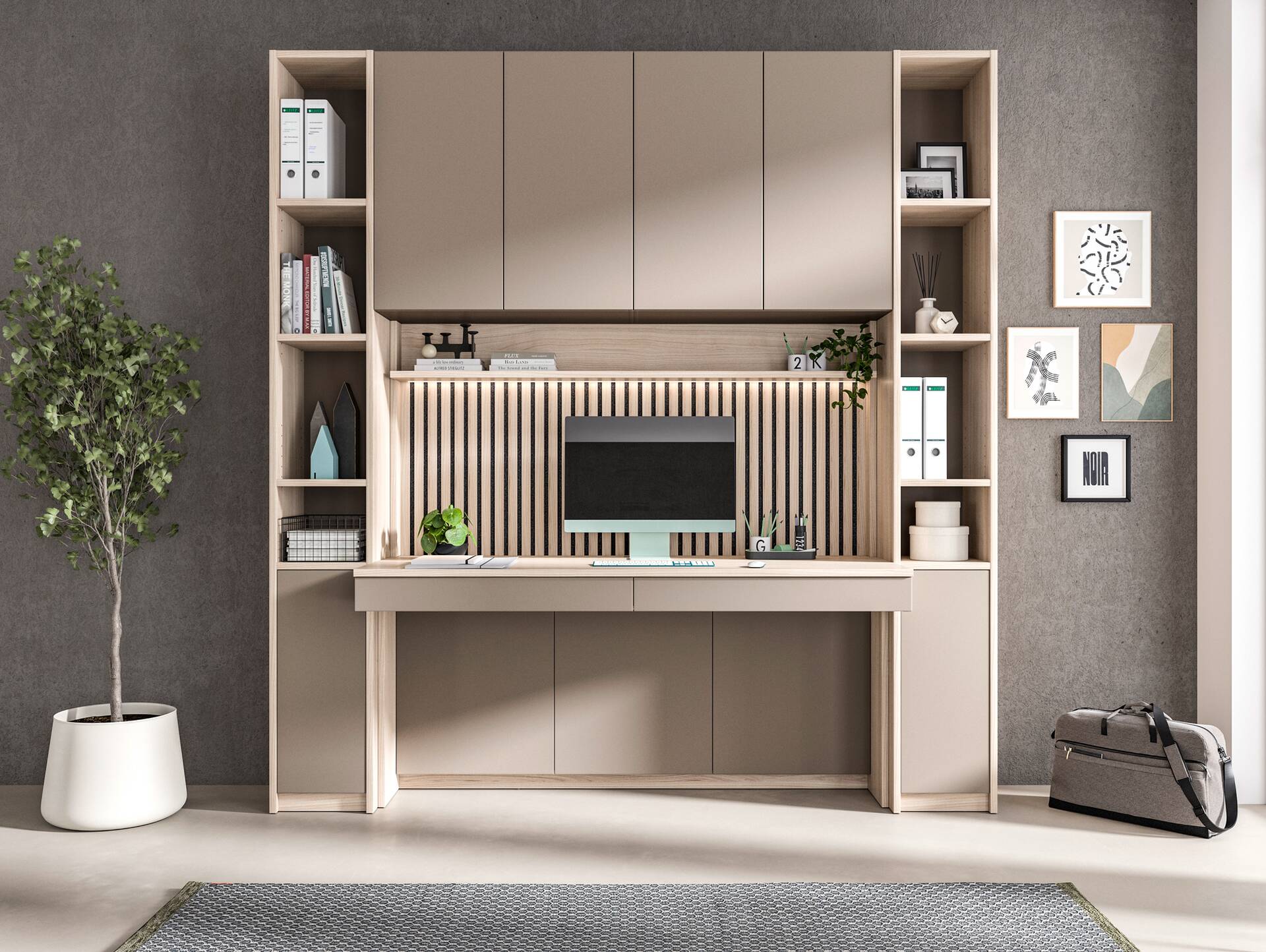 OSLO Bürokombination II, Material Dekorspanplatte Eichefarbig/basalt matt