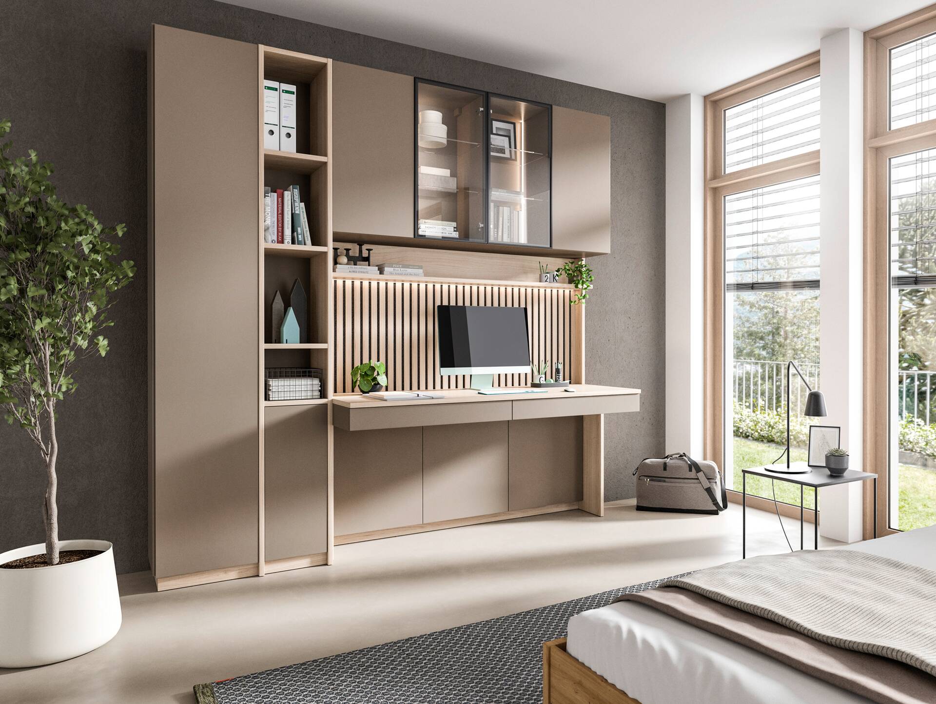 OSLO Bürokombination IV, Material Dekorspanplatte Eichefarbig/basalt matt