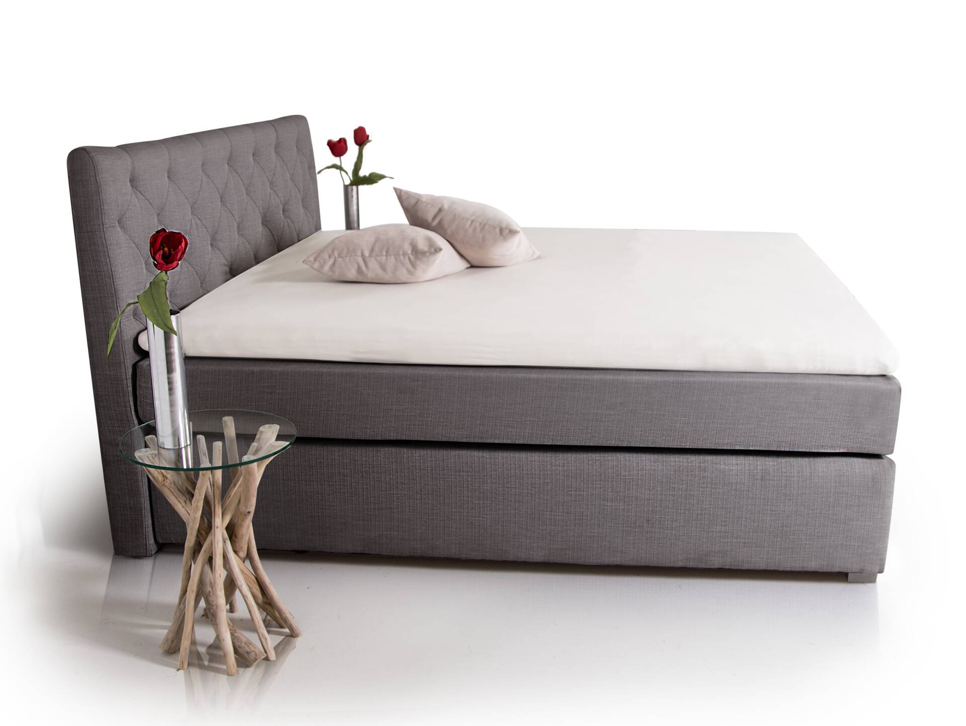 PREMIUM Boxspringbett inkl. Kopfteil 160 x 200 cm | anthrazit | Härtegrad 2
