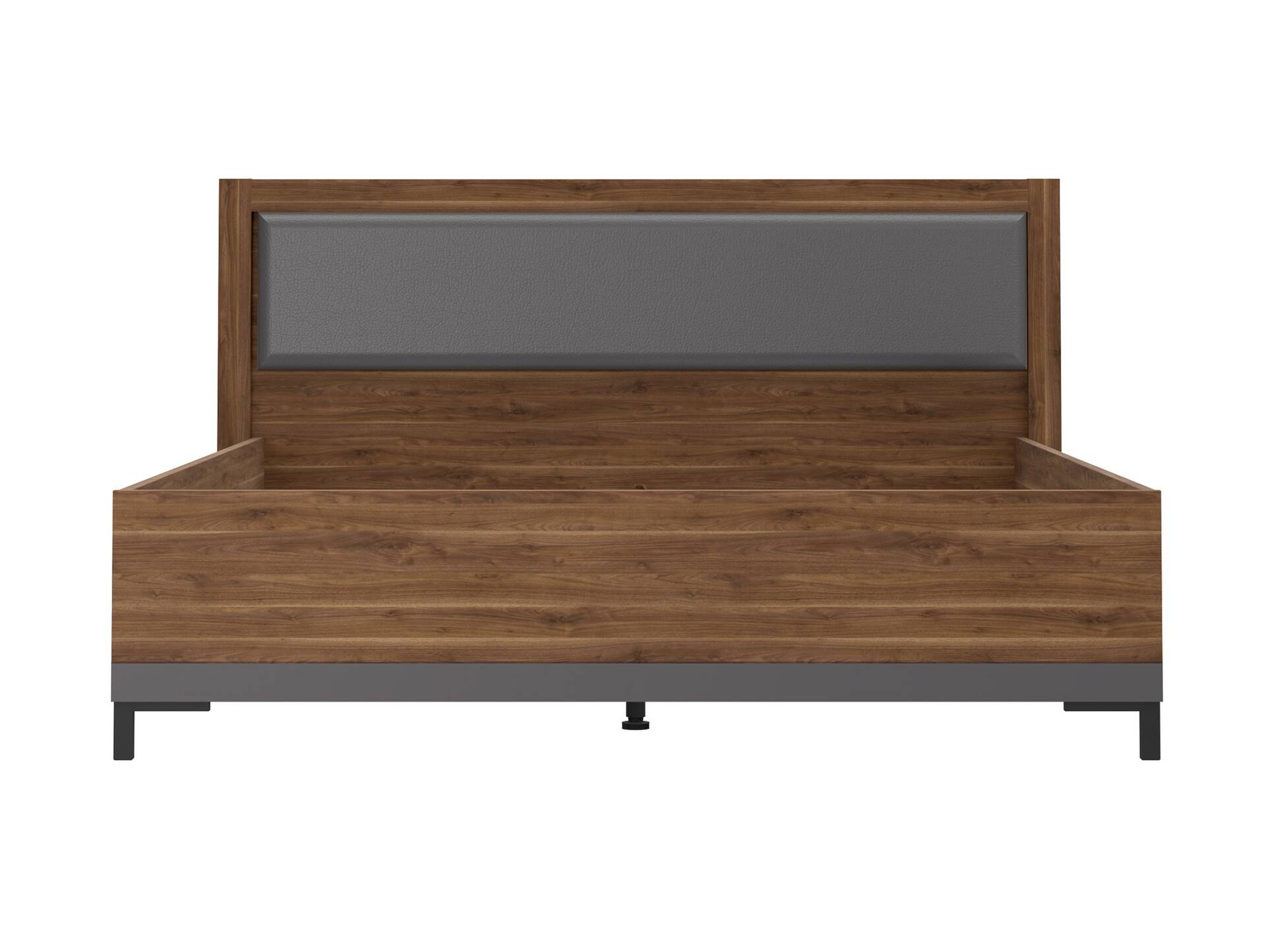 QUERRY Doppelbett, Material Dekorspanplatte, walnussfarbig/grau 160 x 200 cm