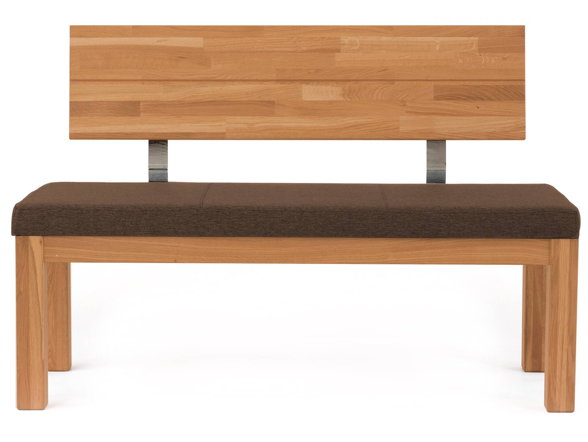 SALIMA II Sitzbank, Material Massivholz/Stoffbezug Kernbuche | 130 cm | mit Rückenlehne | walnut