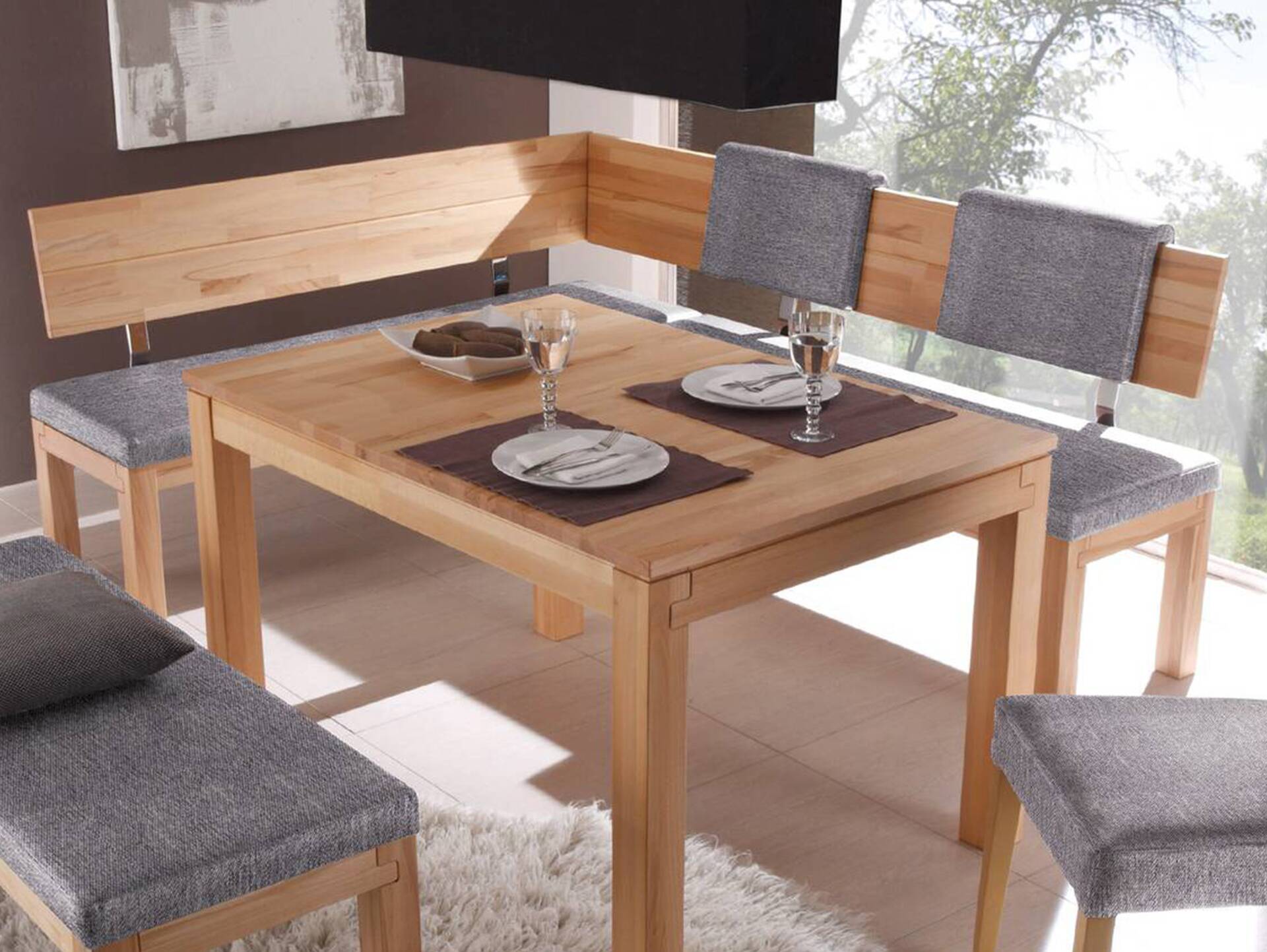 SALIMA Eckbank, Material Massivholz / Stoffbezug 