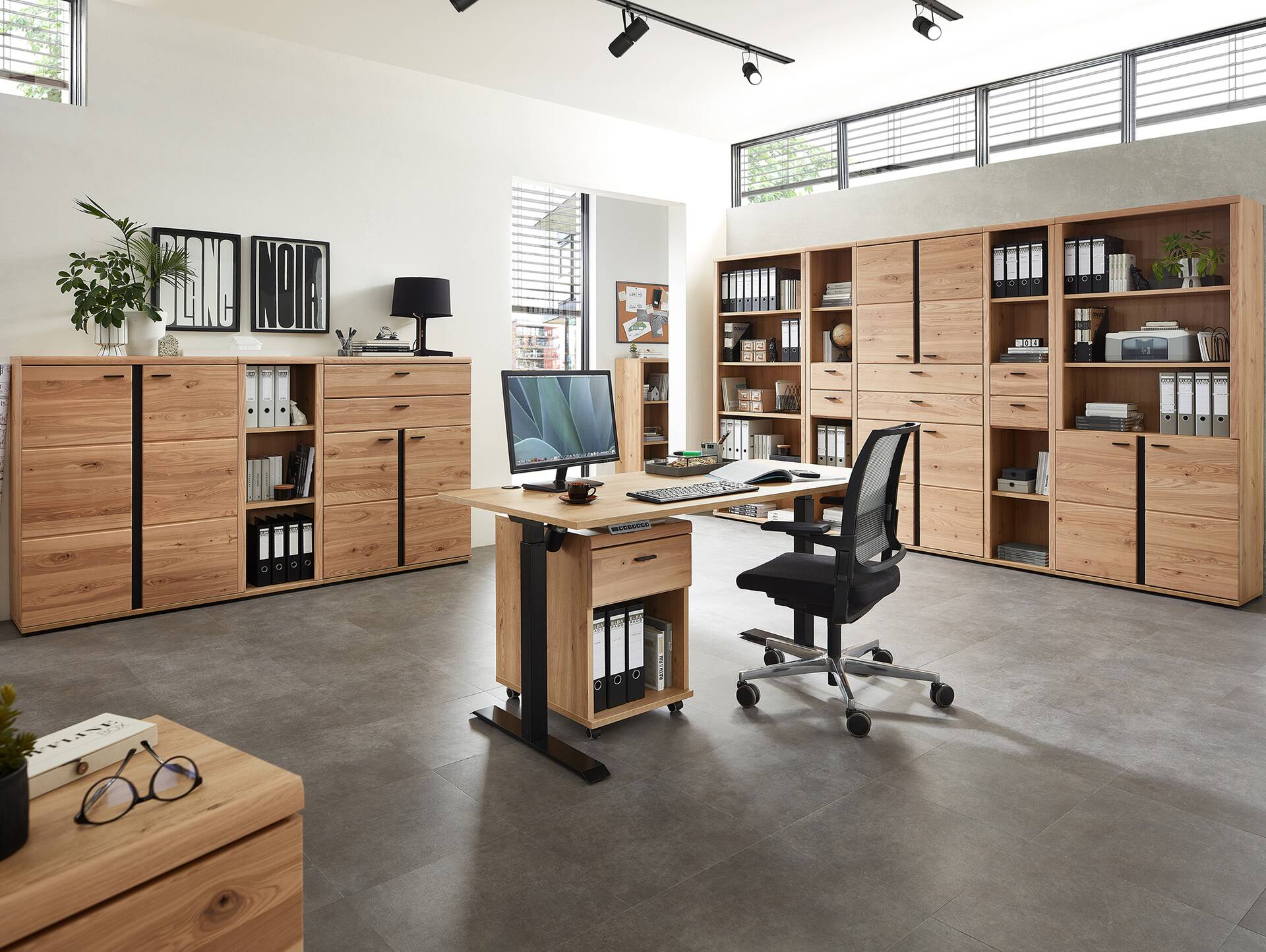 SAN MARINO Büroschrank III, Material Teilmassiv, Altesche gebürstet / Artisan eichefarbig 