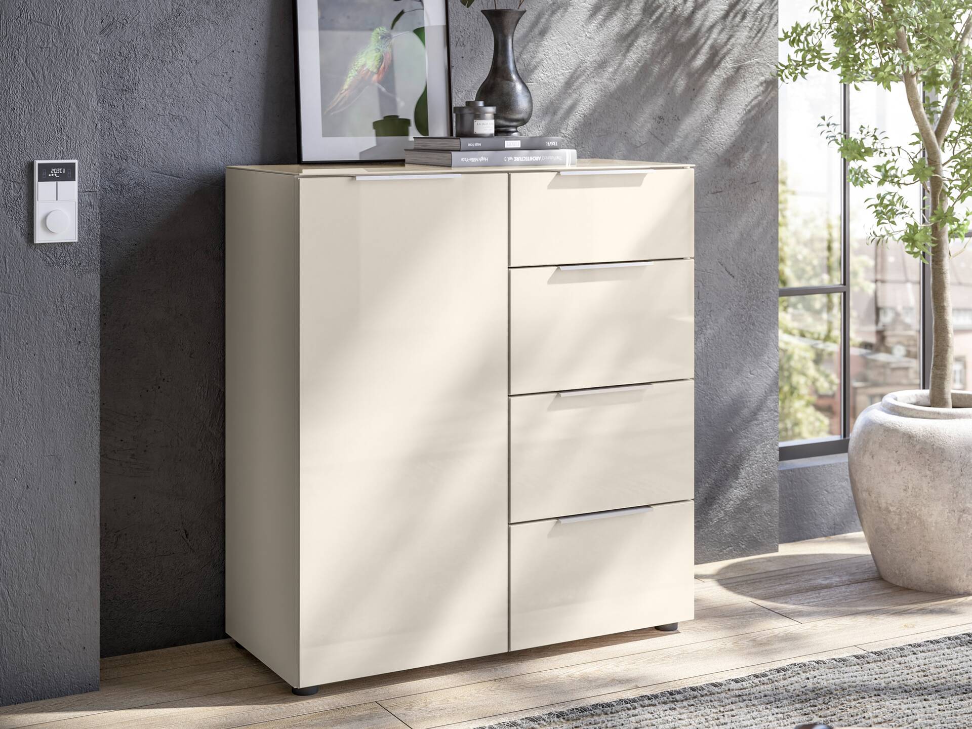 SANTORINI Kommode 2, Material Spanplatte, Kaschmirfarbig 