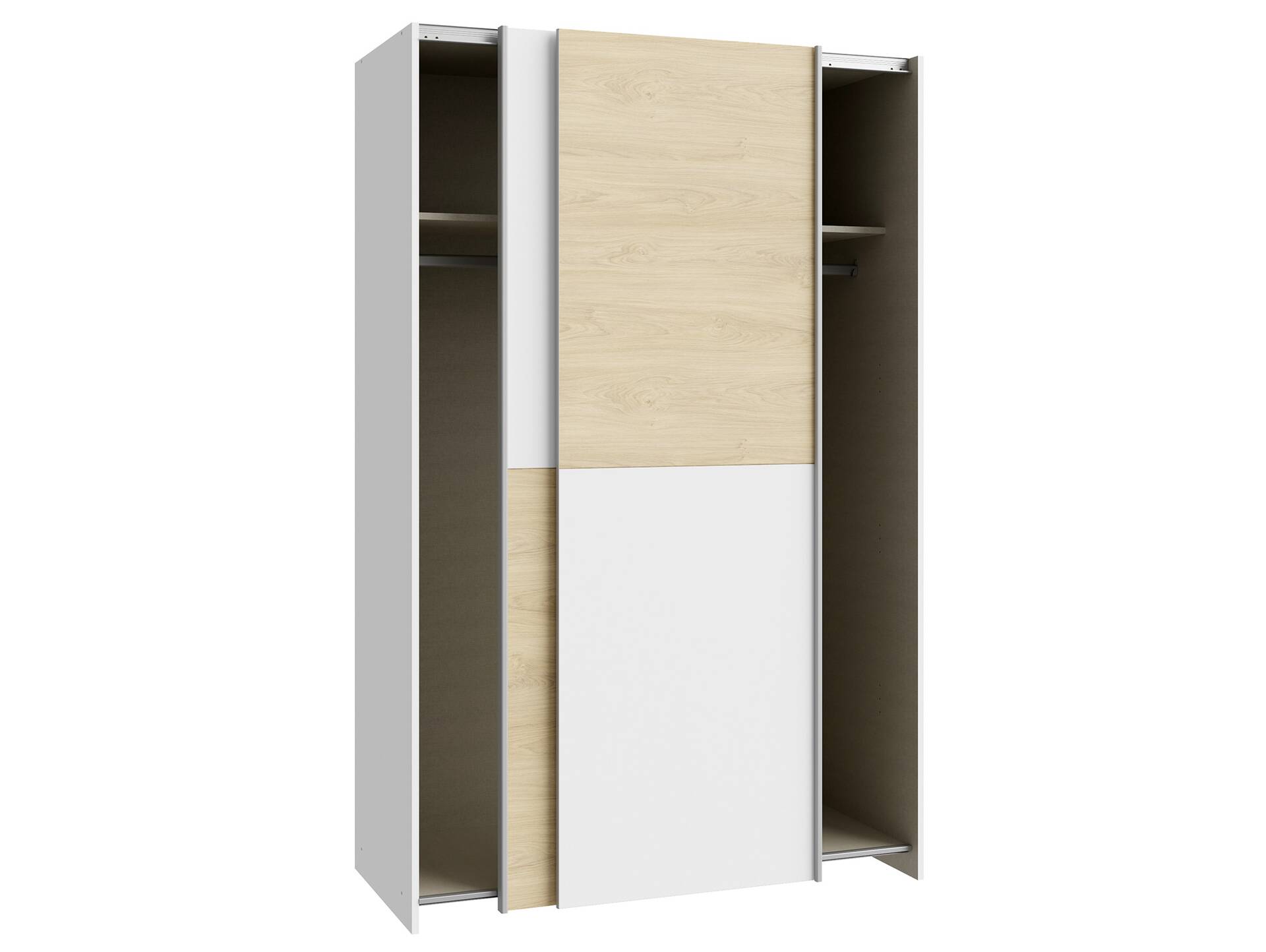 SAVINO Kleiderschrank, Material Dekorspanplatte 120 cm | weiss / eichefarbig