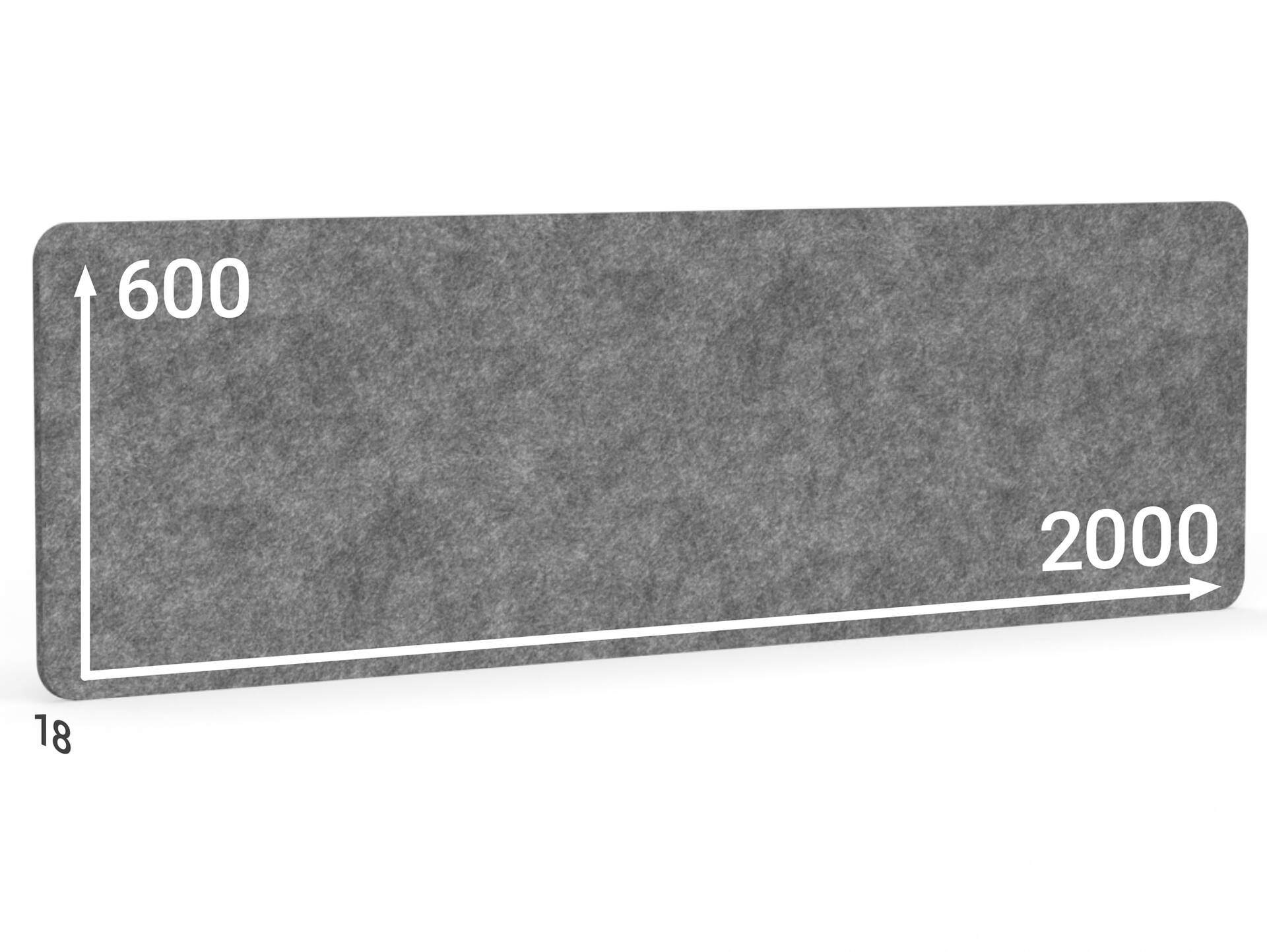 AKUSTIX VARION Akustikpaneel für Schreibtische, Rechteckig, Grau, 18 mm 200 x 60 cm
