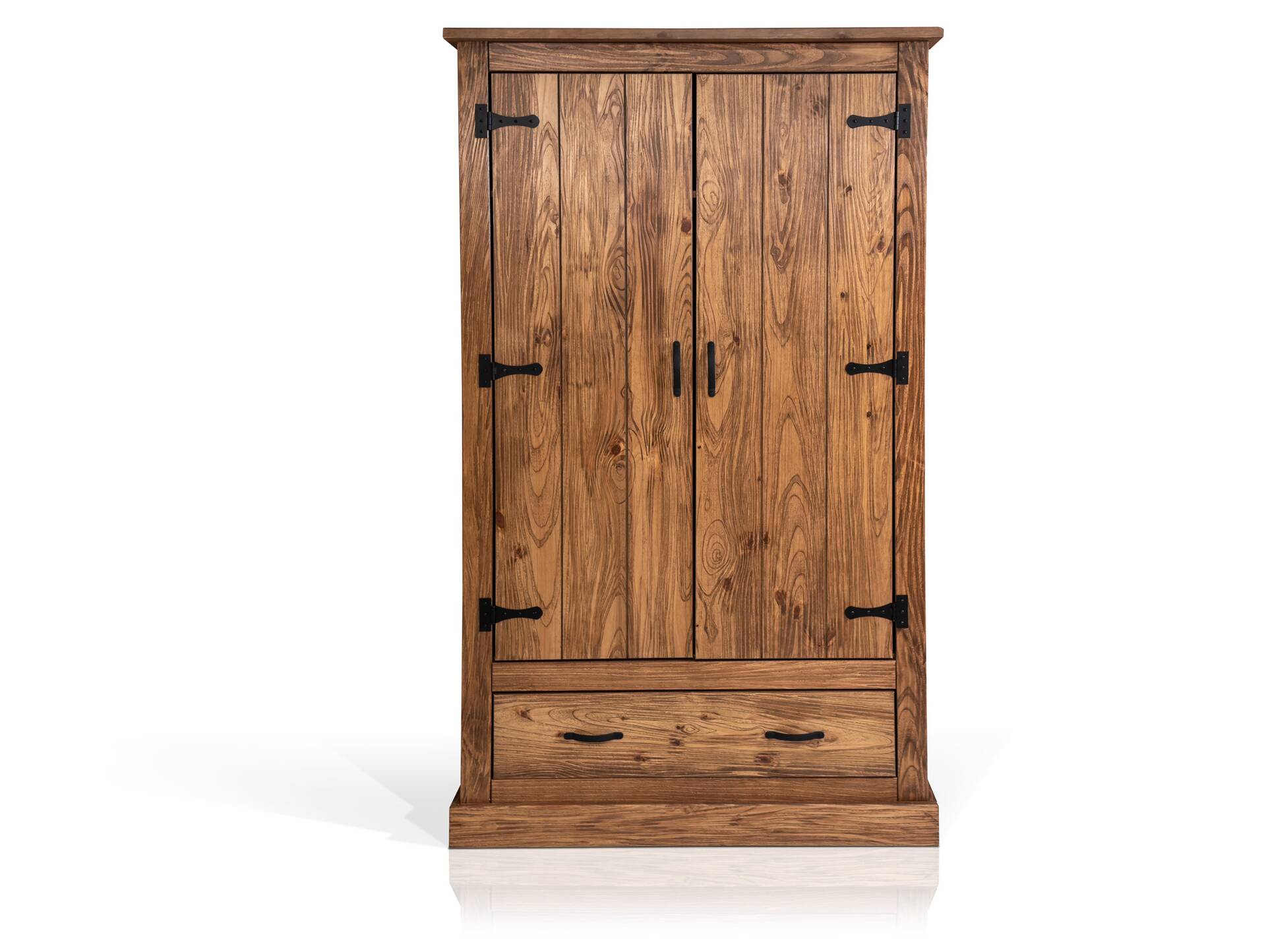 EVERGLADE Kleiderschrank, Material Massivholz, Kiefer eichefarbig 2-türig