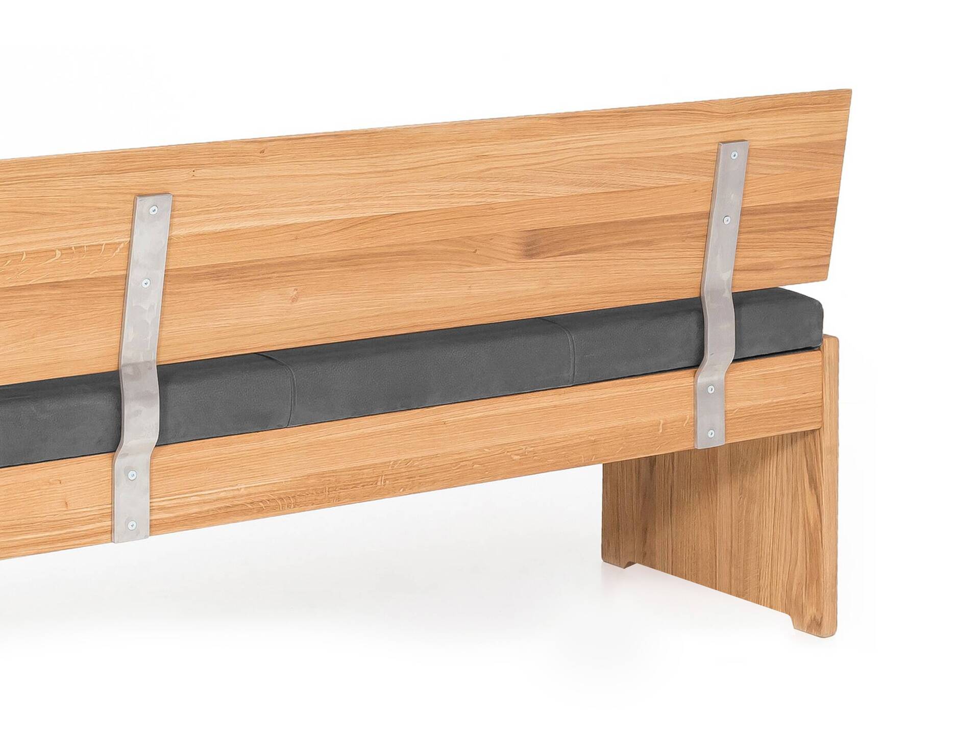 SCOTT Sitzbank / Truhenbank, Material Massivholz/Bezug Kunstfaser Eiche | 130 cm | mit Rückenlehne | grau