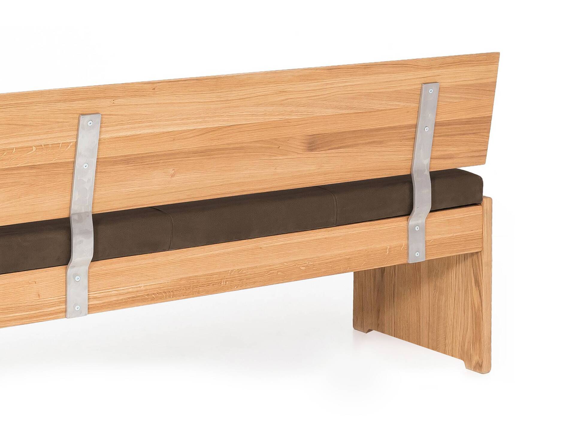SCOTT Sitzbank / Truhenbank, Material Massivholz/Bezug Kunstfaser Kernbuche | 130 cm | mit Rückenlehne | nougat