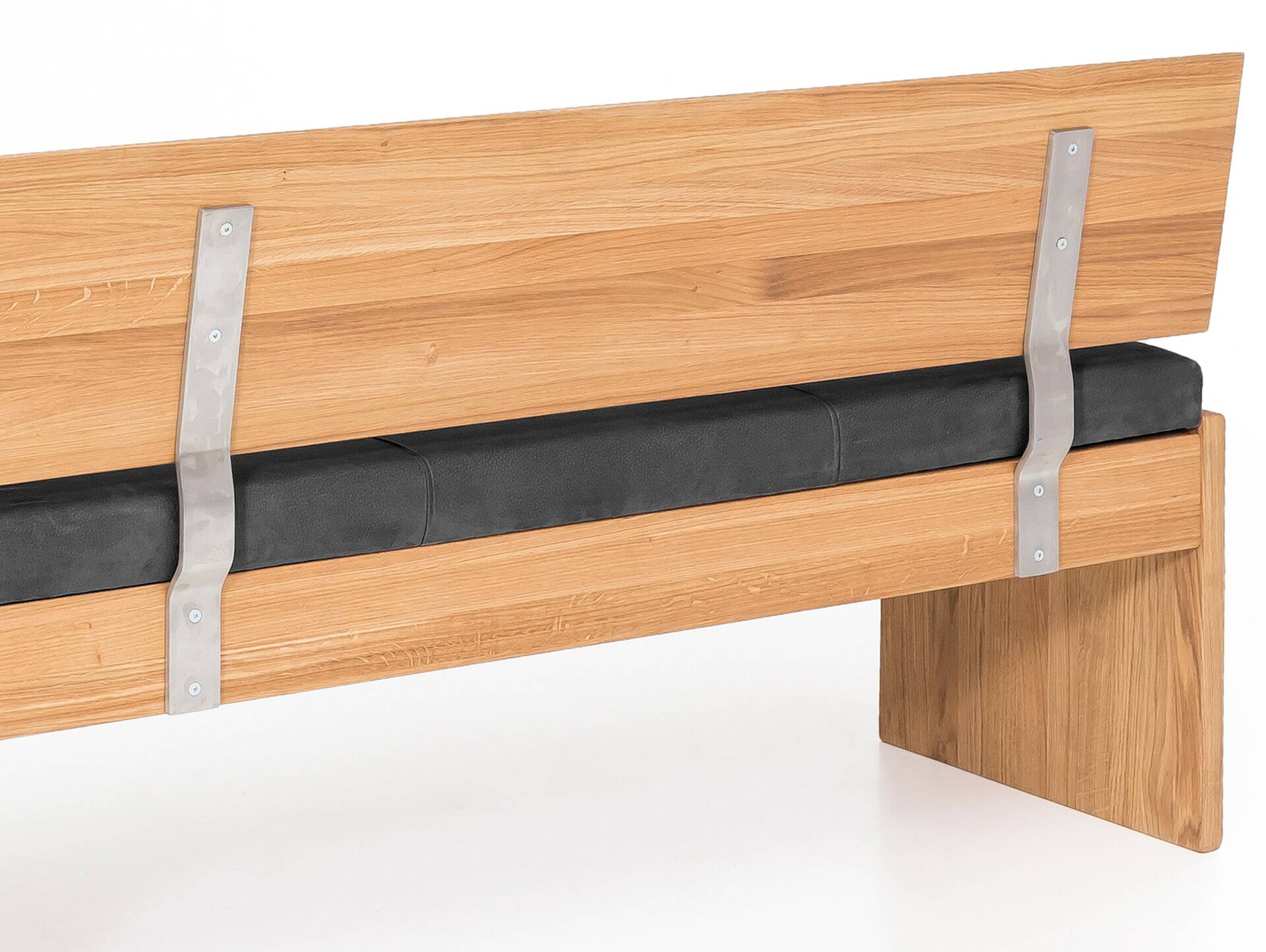 SCOTT Sitzbank / Truhenbank, Material Massivholz/Bezug Kunstleder Kernbuche | 130 cm | mit Rückenlehne | grau